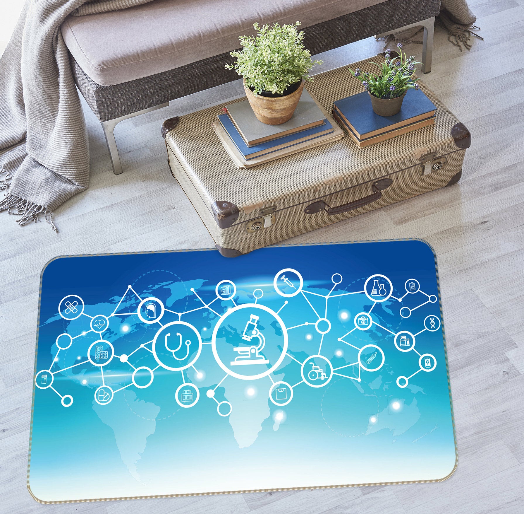 3D Circle Pattern 77192 Non Slip Rug Mat