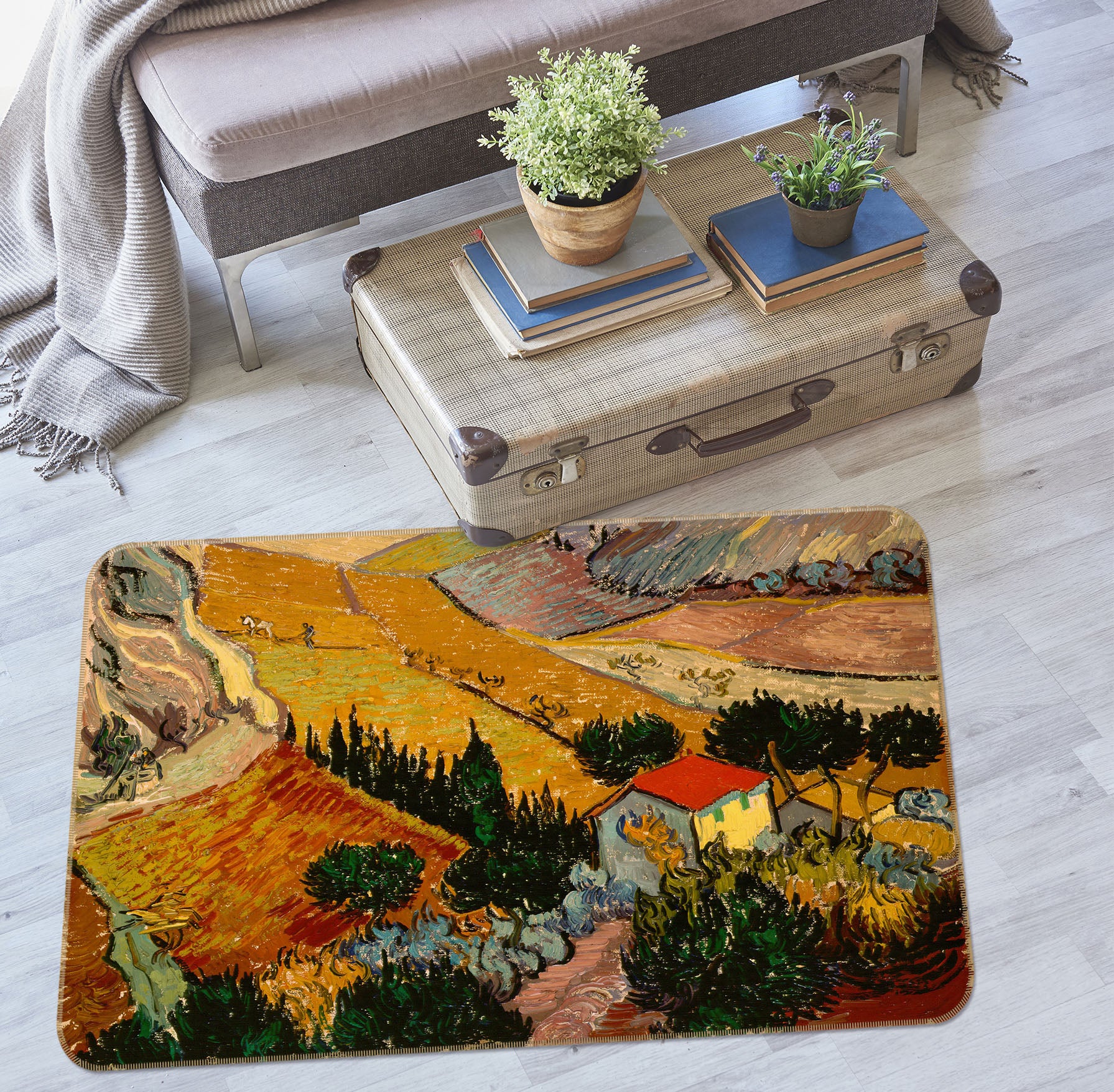 3D Mountains Tree 33144 Non Slip Rug Mat