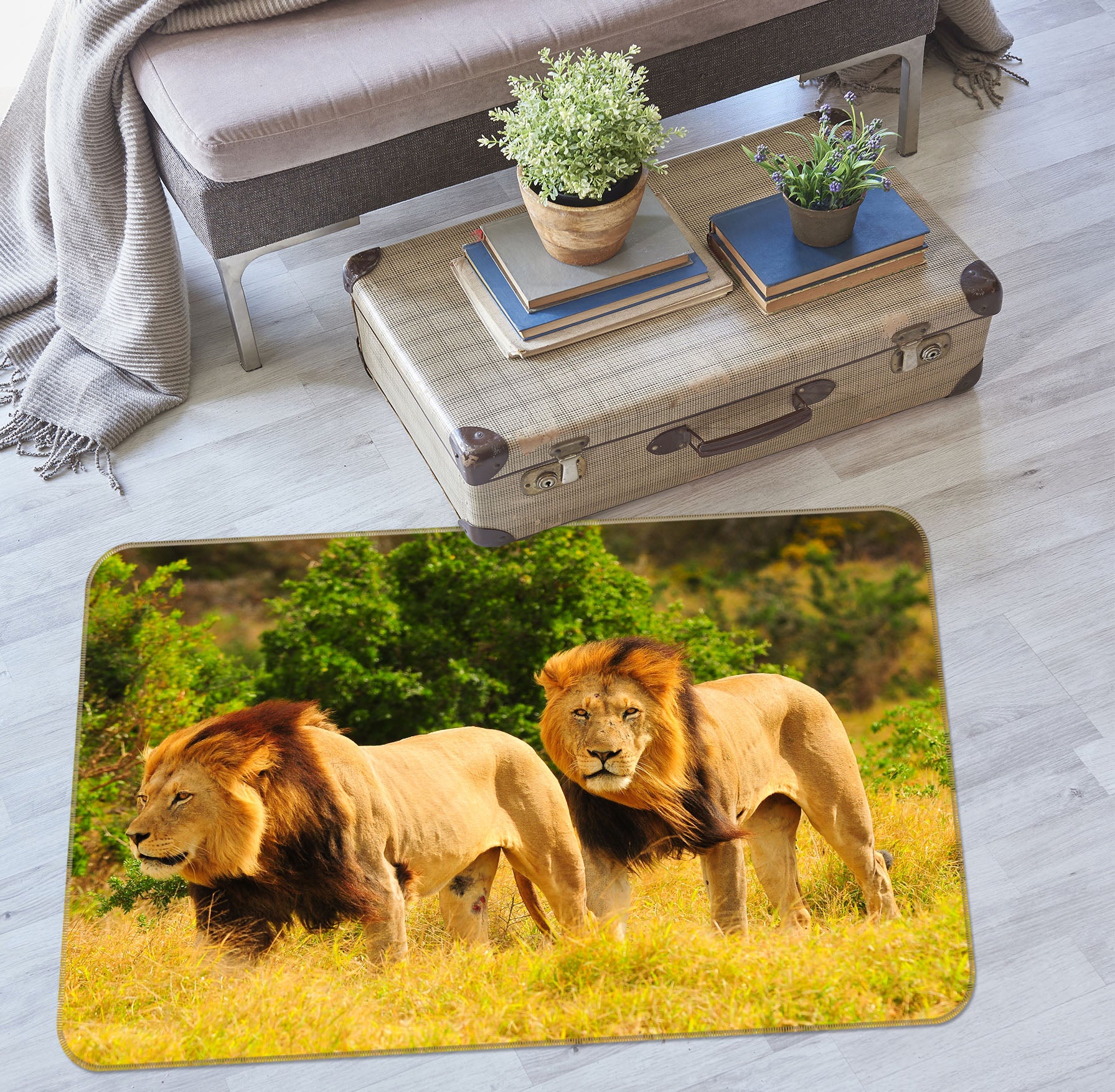3D Grassland Lion 68145 Animal Non Slip Rug Mat