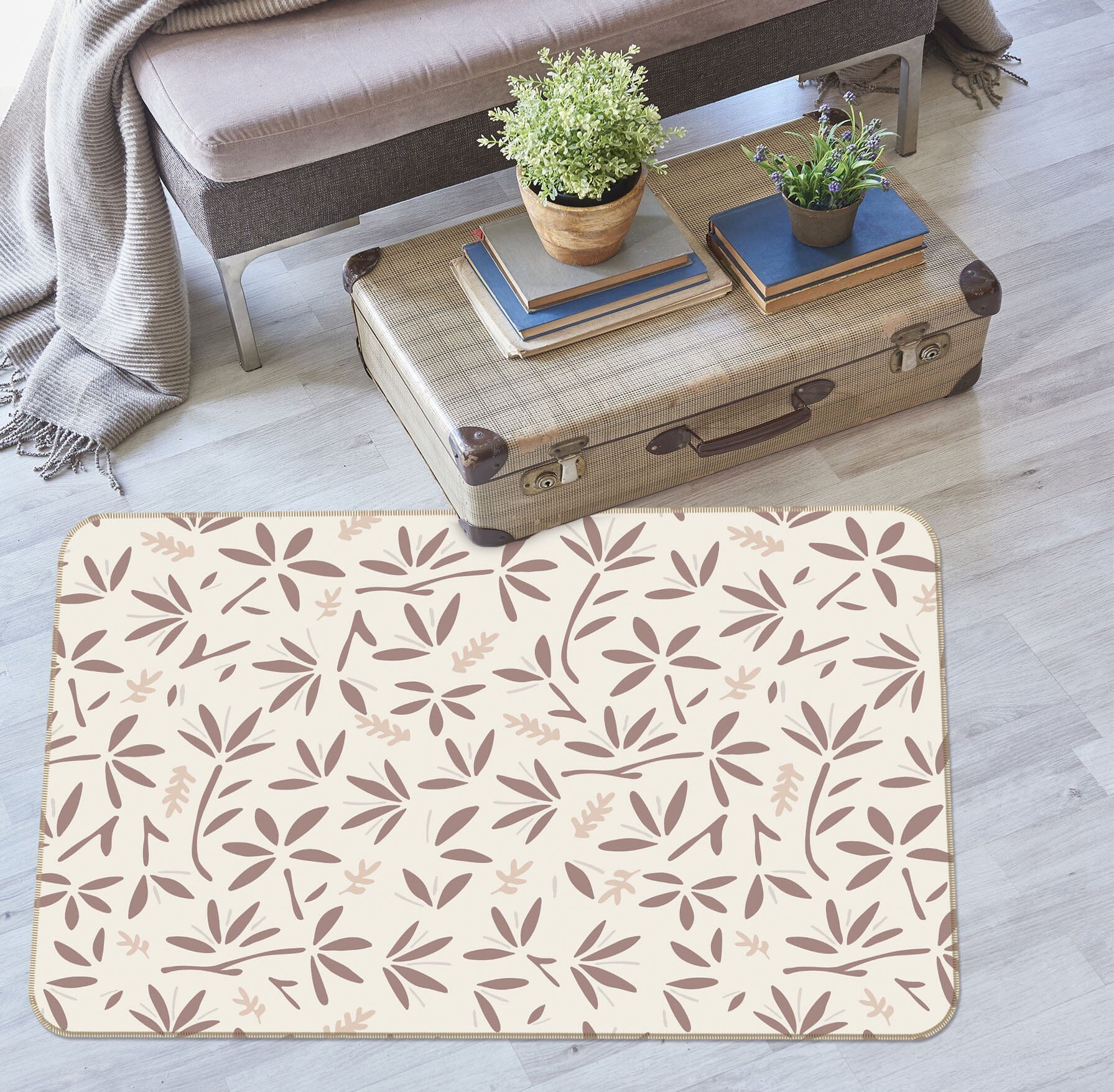 3D Leaves Pattern 1105 Jillian Helvey Rug Non Slip Rug Mat Mat AJ Creativity Home