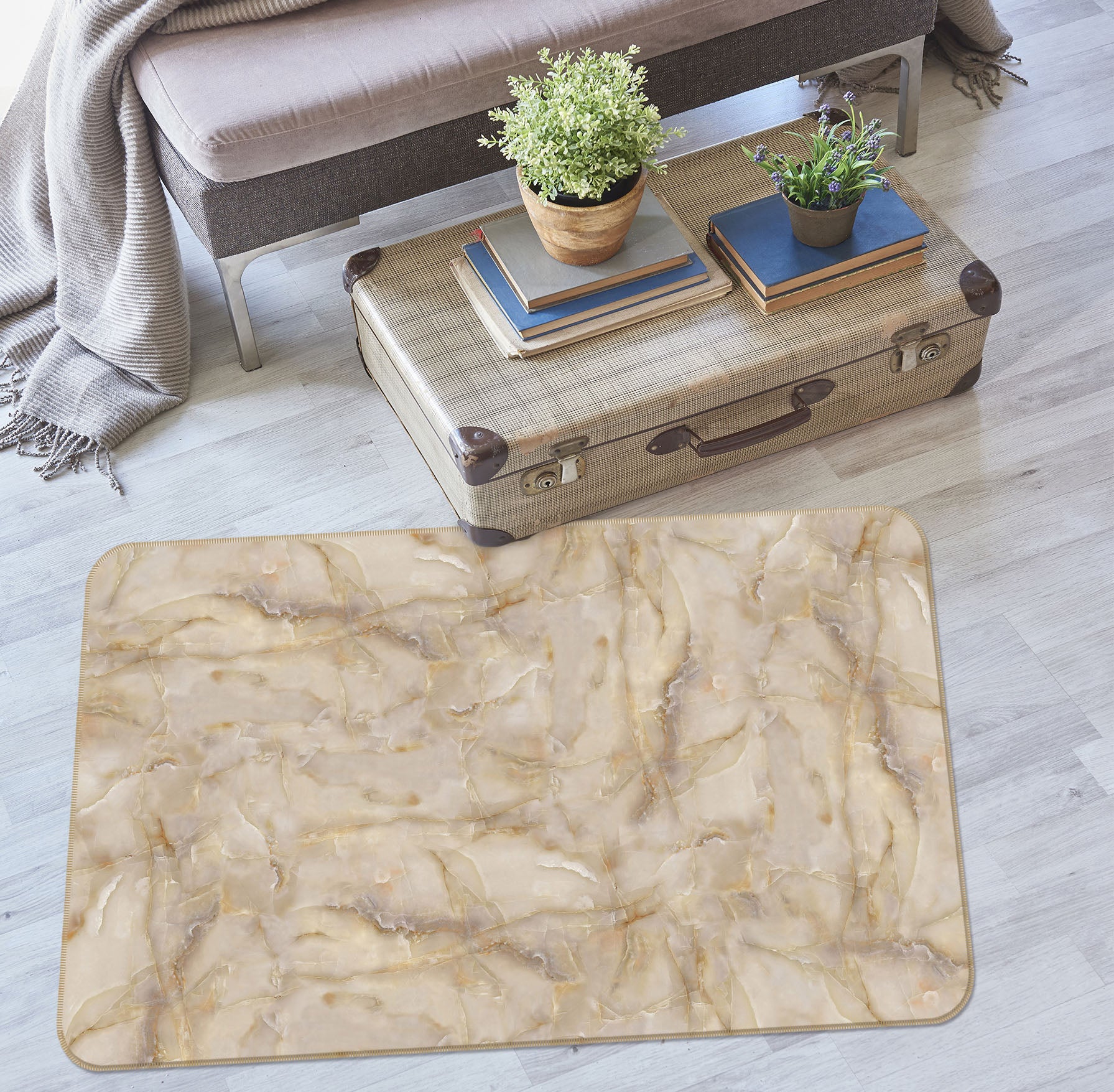3D Brown Pattern 27109 Non Slip Rug Mat