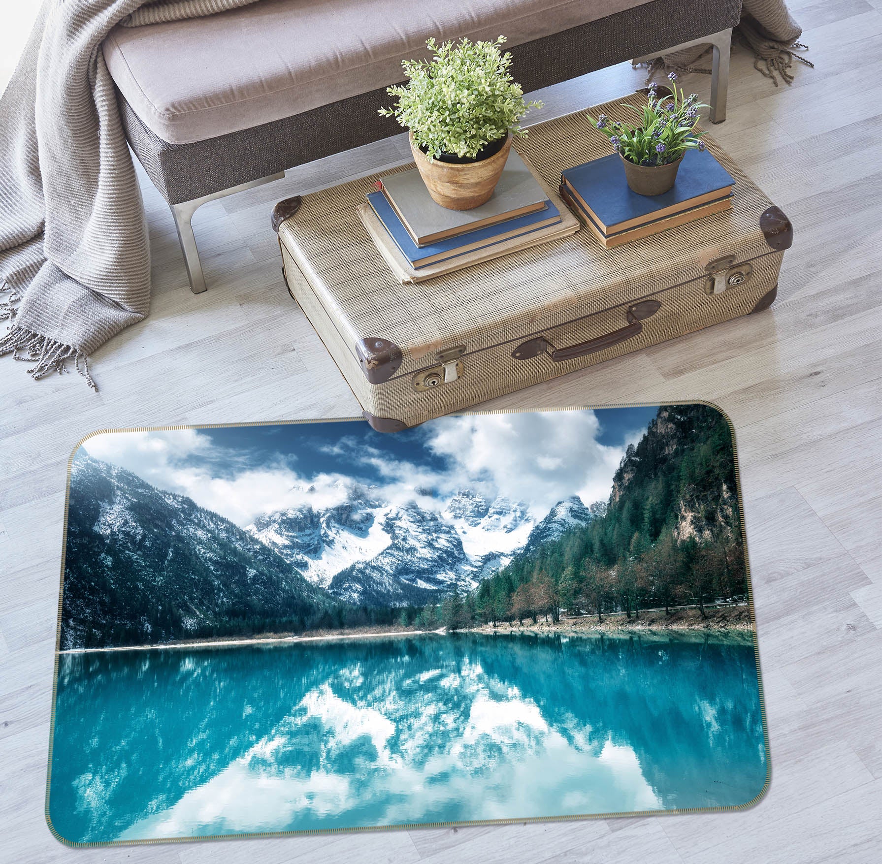 3D Mountain Lake 29148 Non Slip Rug Mat