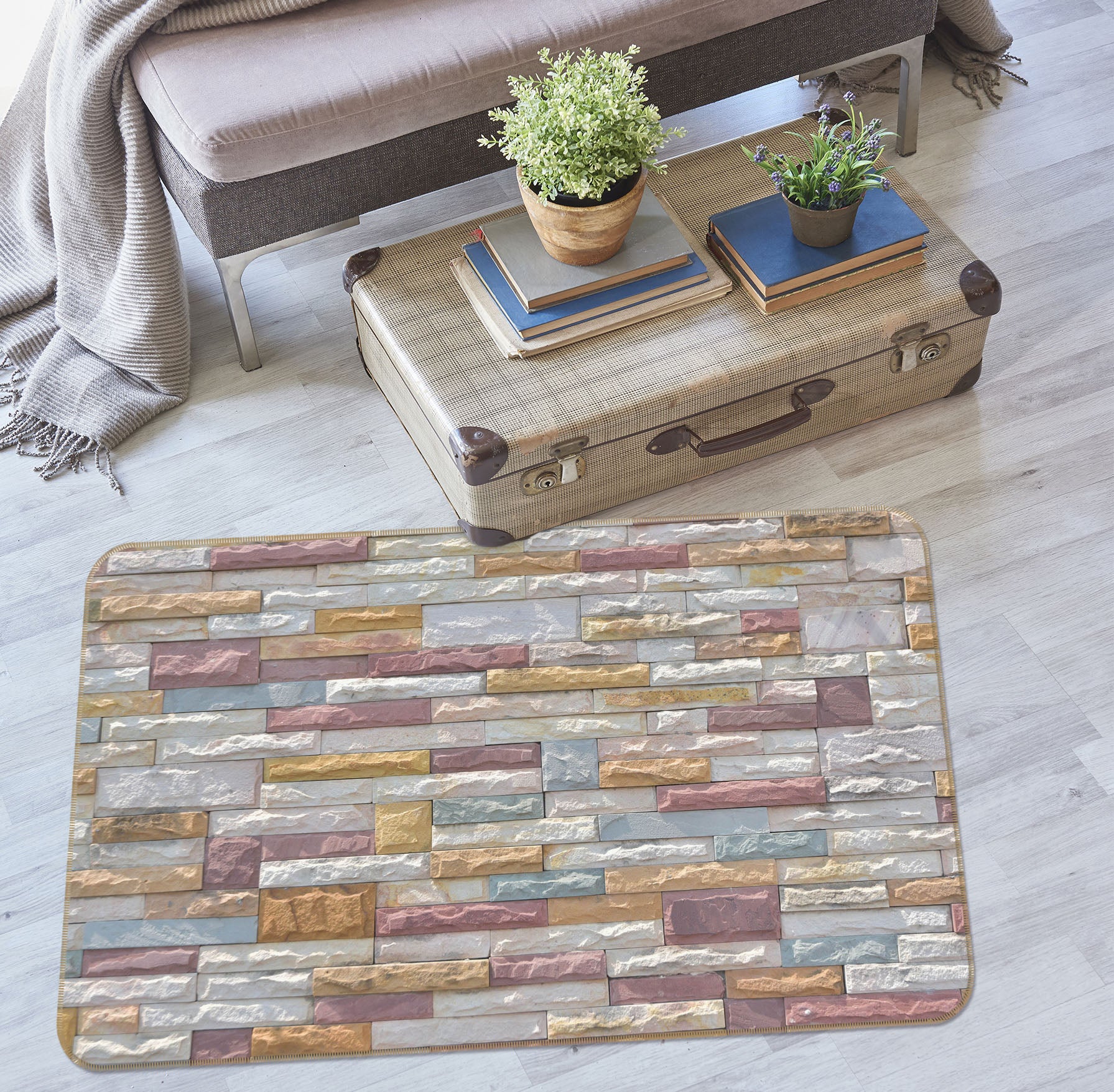 3D Brick Pattern 31075 Non Slip Rug Mat