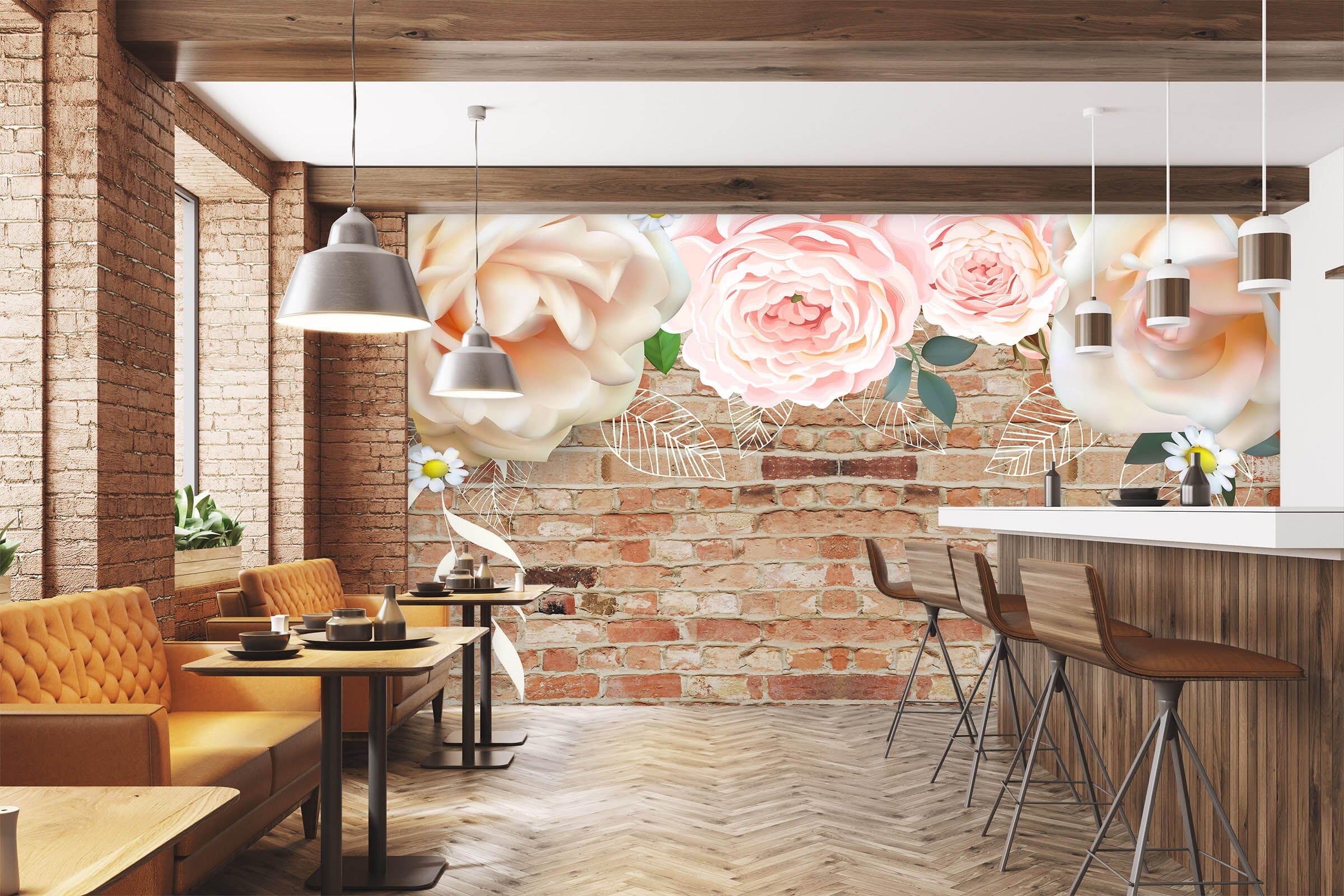 3D Pink Rose 1520 Wall Murals Wallpaper AJ Wallpaper 2