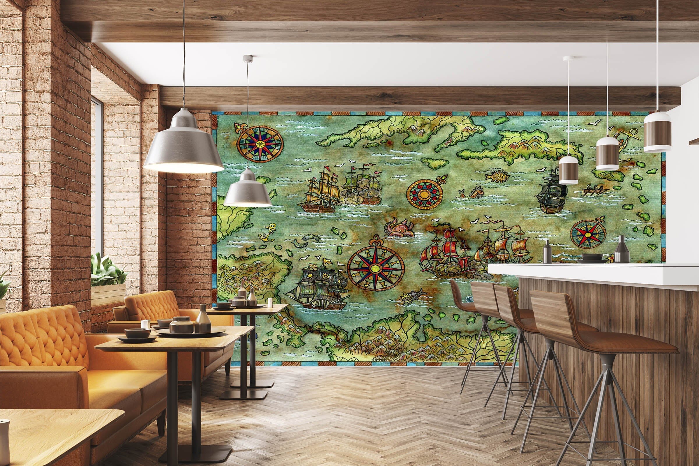 3D Island Windmill 2134 World Map Wall Murals Wallpaper AJ Wallpaper 2