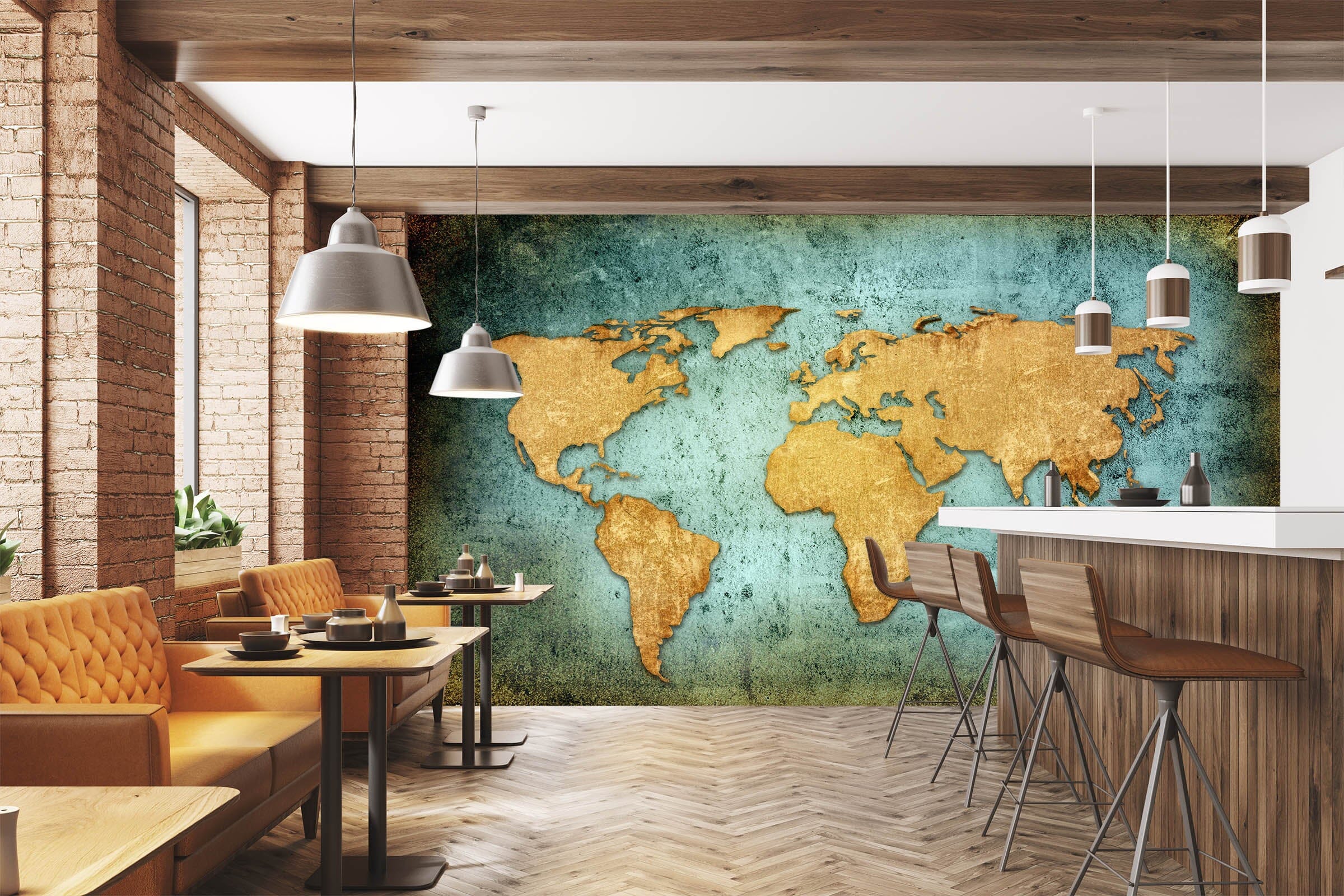 3D Gold Color Painting 2019 World Map Wall Murals Wallpaper AJ Wallpaper 2