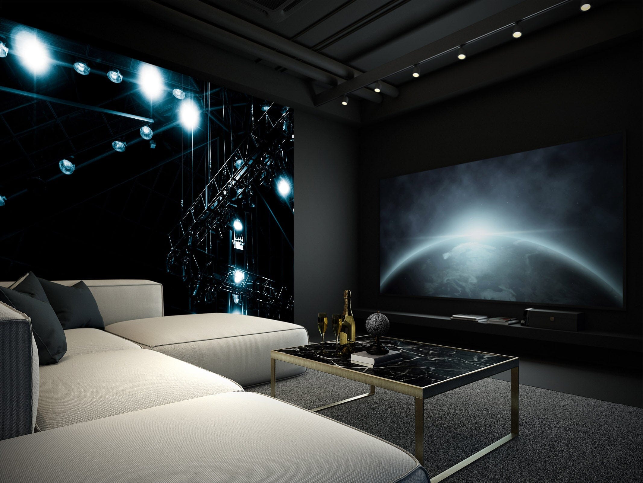 3D Steel Frame Lighting 109 Noirblanc777 Wall Mural Wall Murals Wallpaper AJ Wallpaper 2
