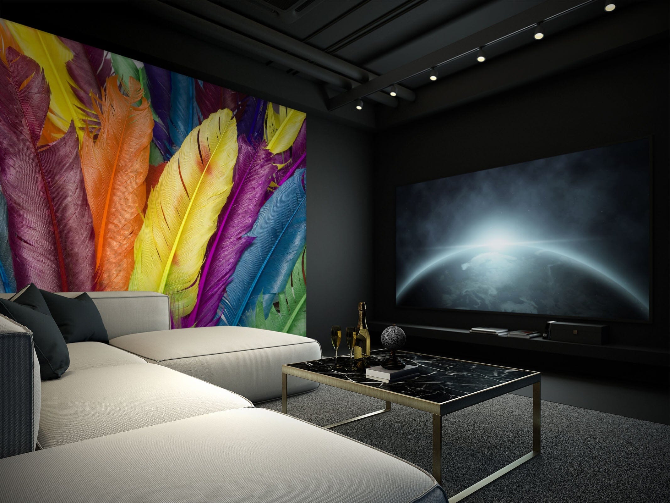 3D Colored Feather 133 Wall Murals Wallpaper AJ Wallpaper 2