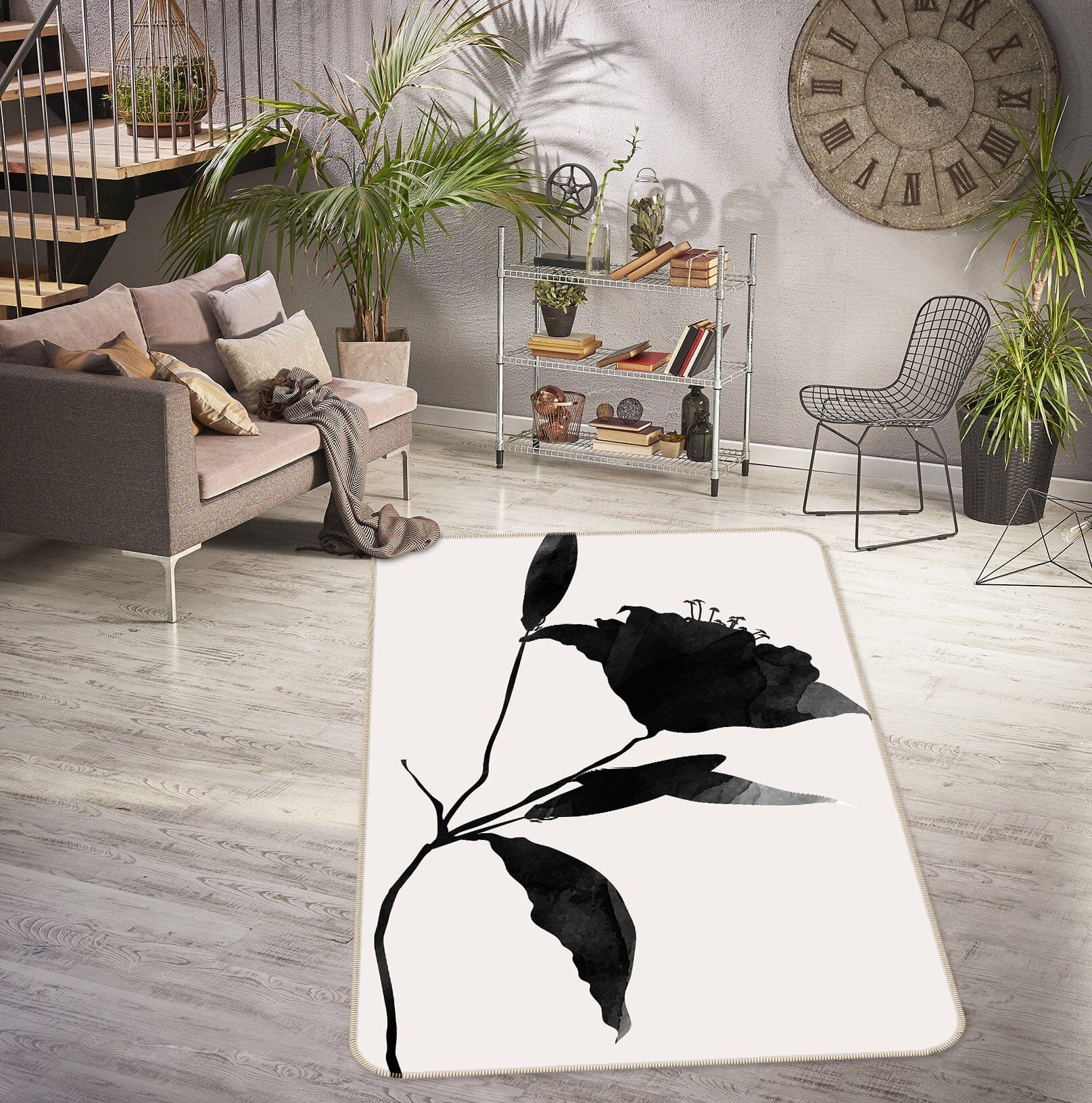 3D Black Flower 1090 Boris Draschoff Rug Non Slip Rug Mat Mat AJ Creativity Home