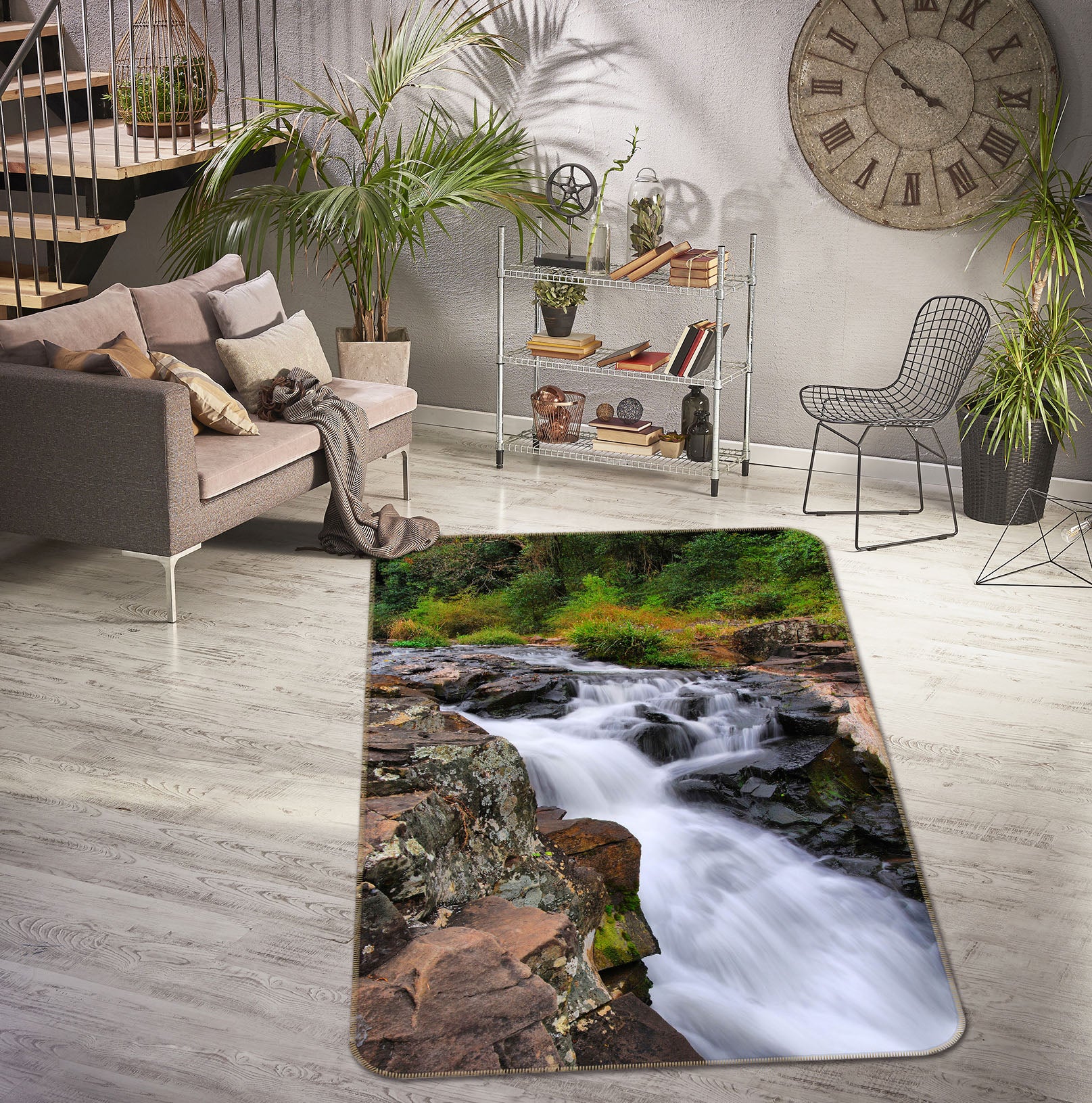 3D Rapids Waterfall 26121 Non Slip Rug Mat