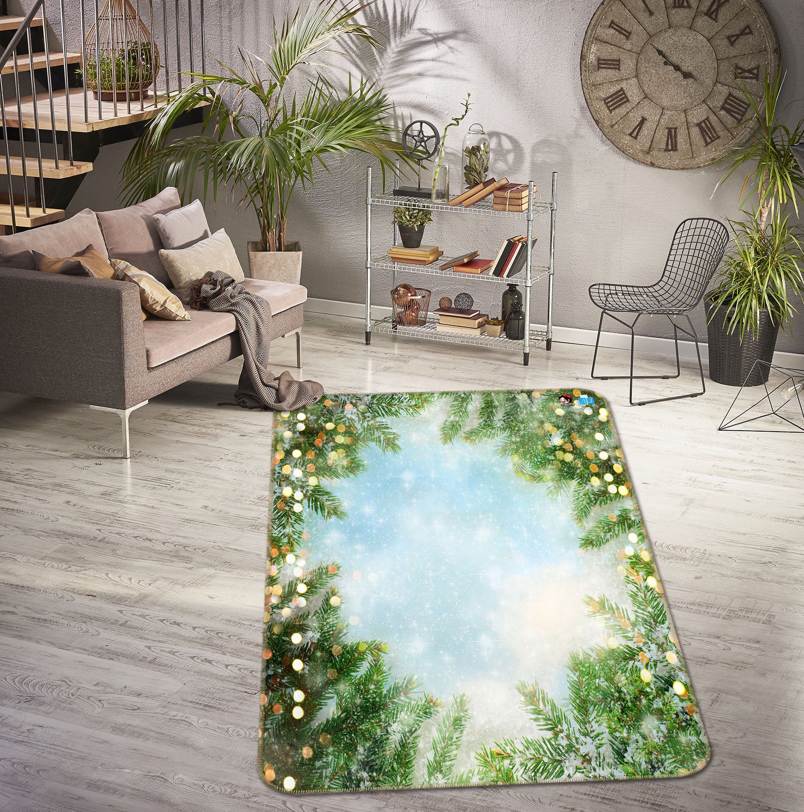 3D Tree Circle 55139 Christmas Non Slip Rug Mat Xmas