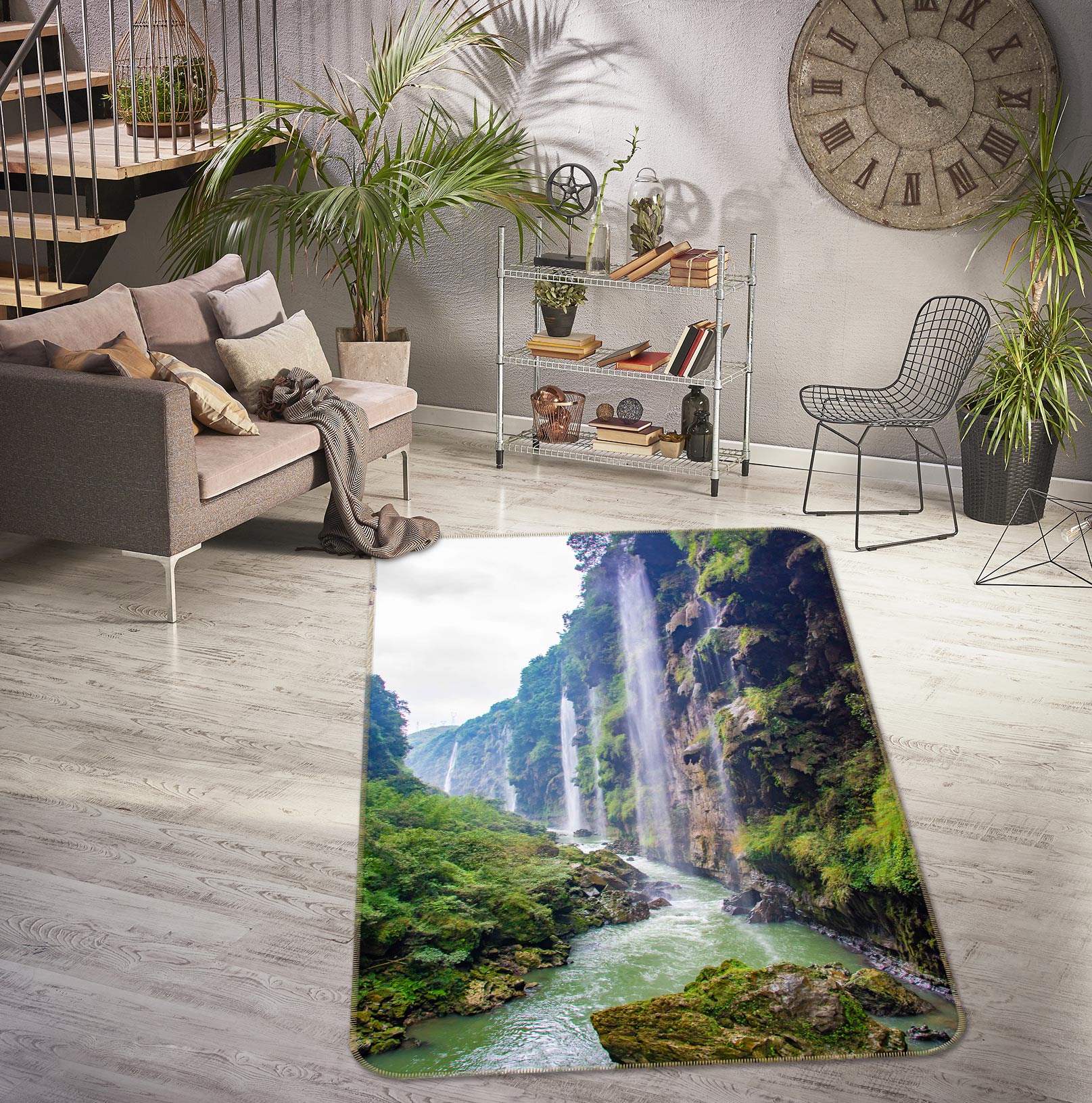 3D Mountains Rivers 27057 Non Slip Rug Mat