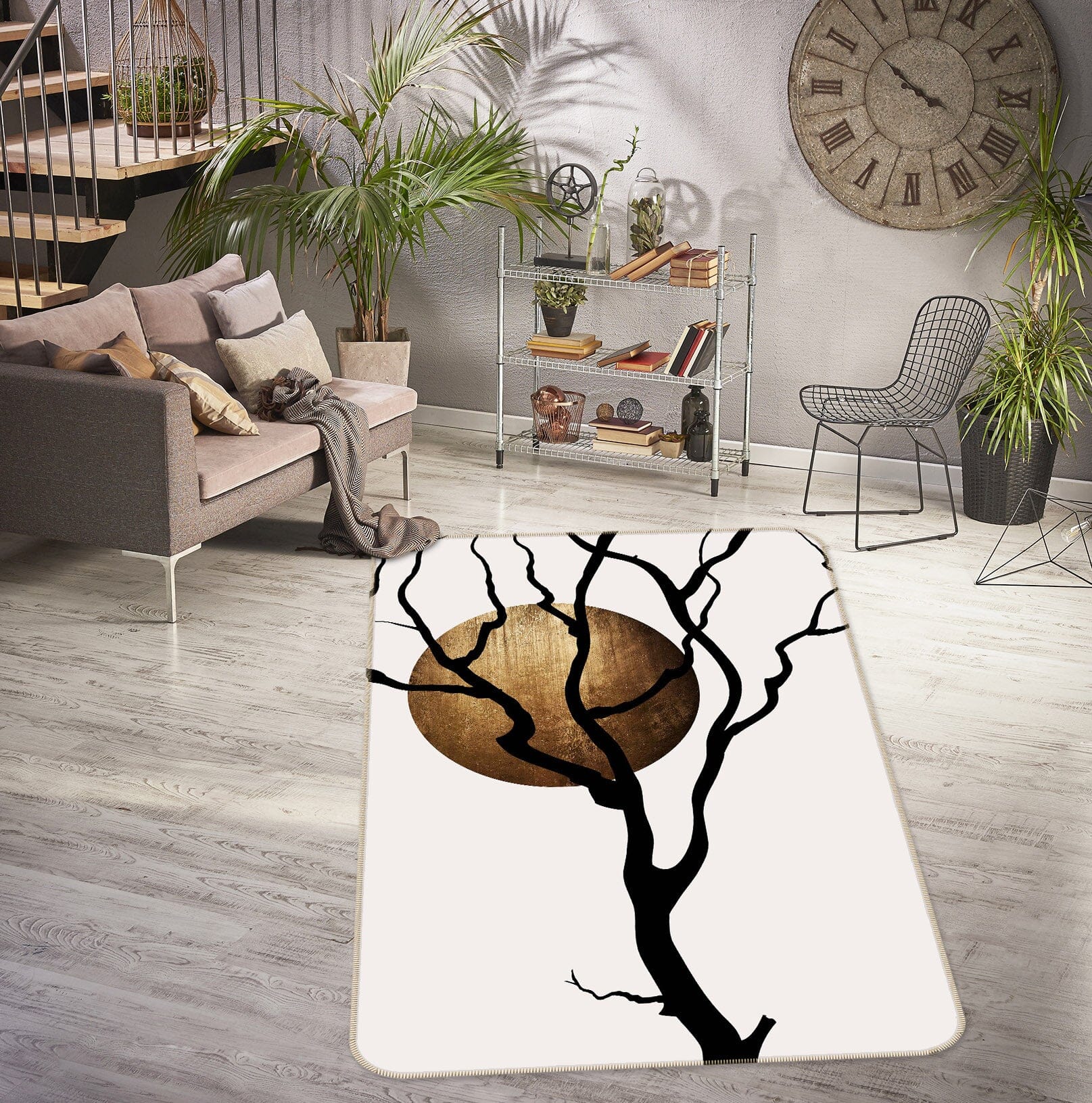 3D Black Tree Moon 1088 Boris Draschoff Rug Non Slip Rug Mat Mat AJ Creativity Home