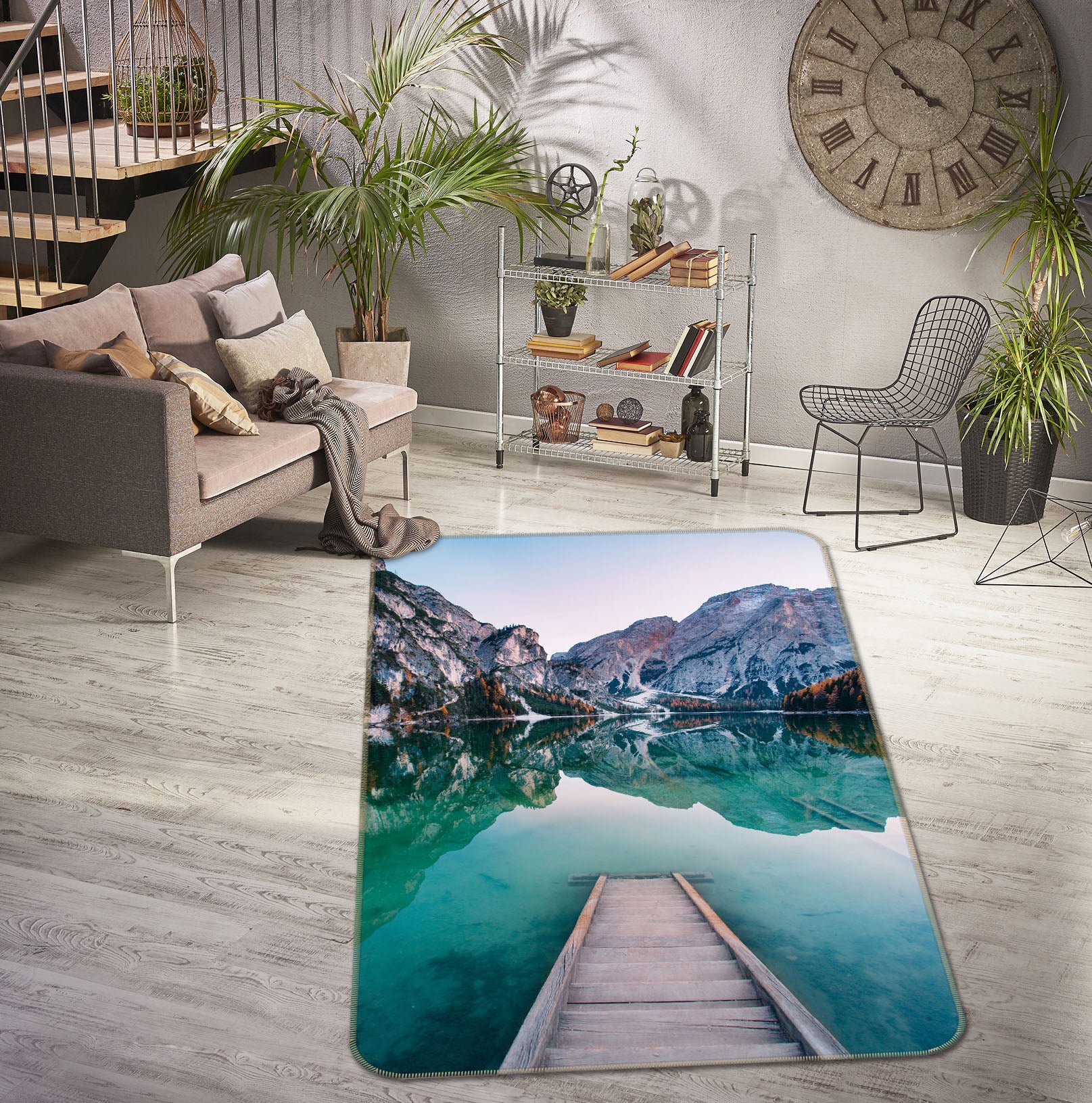 3D Mountains Lake 26154 Non Slip Rug Mat