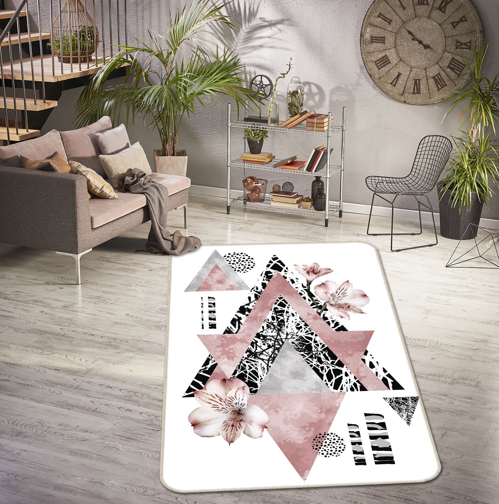 3D Triangle Pattern 37127 Non Slip Rug Mat