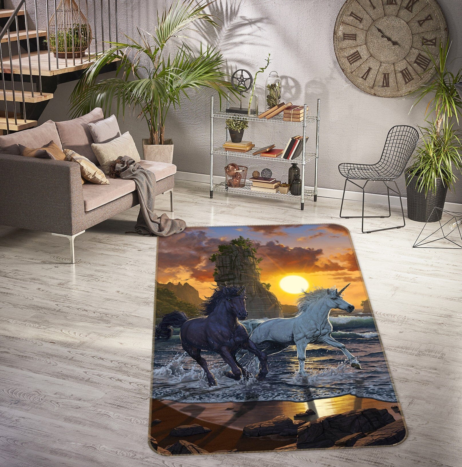 3D Unicorns In Sunset 1082 Vincent Hie Rug Non Slip Rug Mat Mat AJ Creativity Home