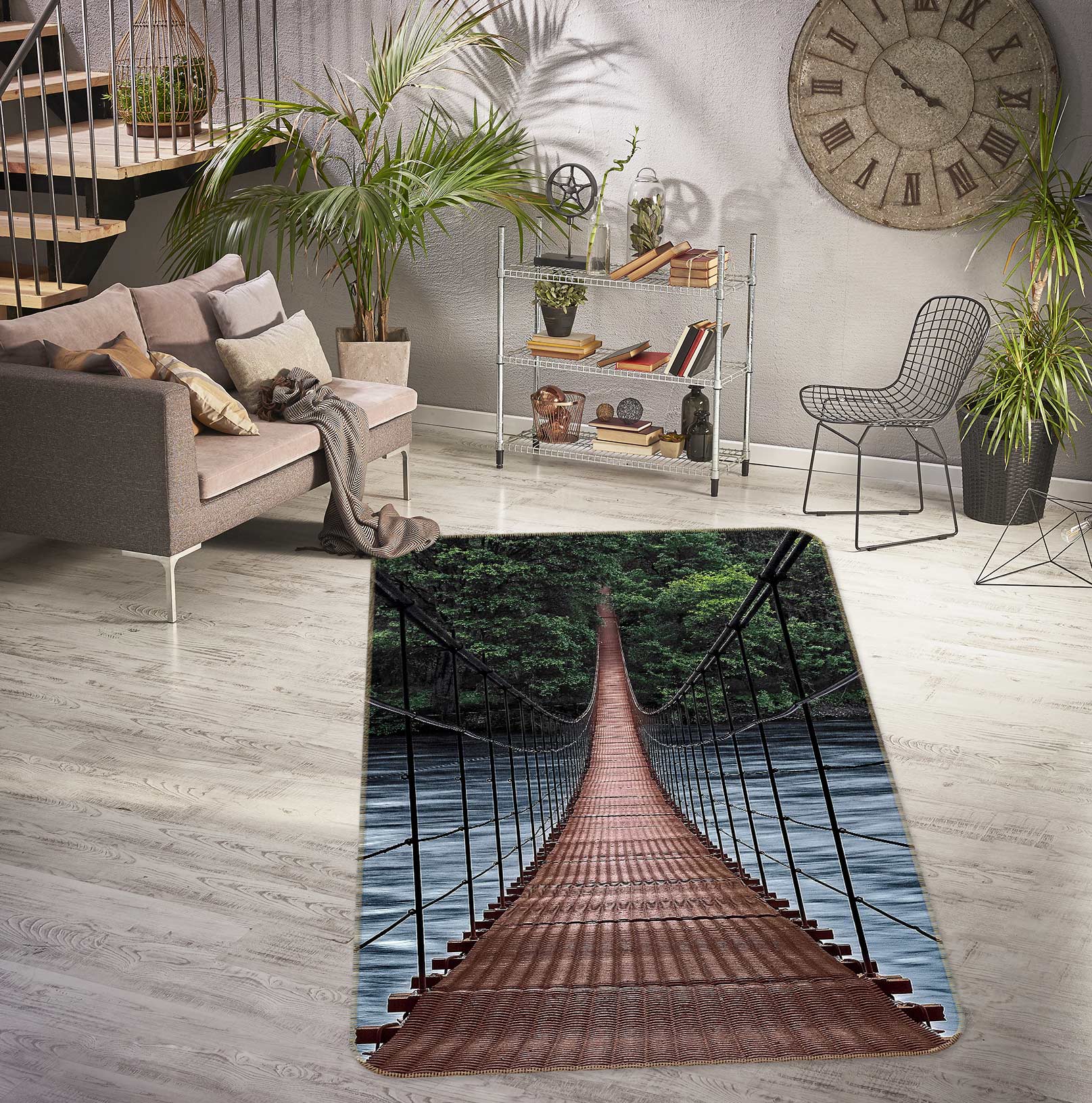 3D Suspension Bridge 33084 Non Slip Rug Mat