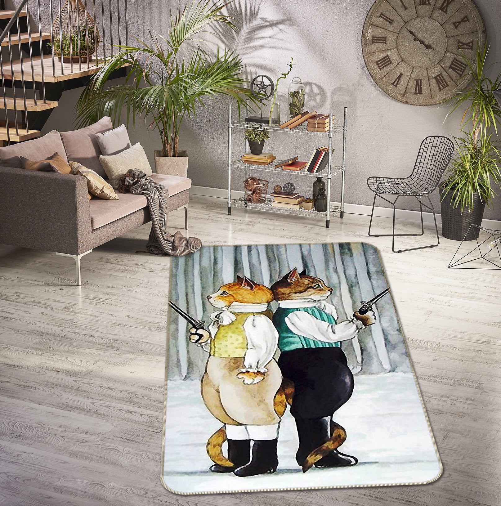 3D Two Cats 65020 Non Slip Rug Mat
