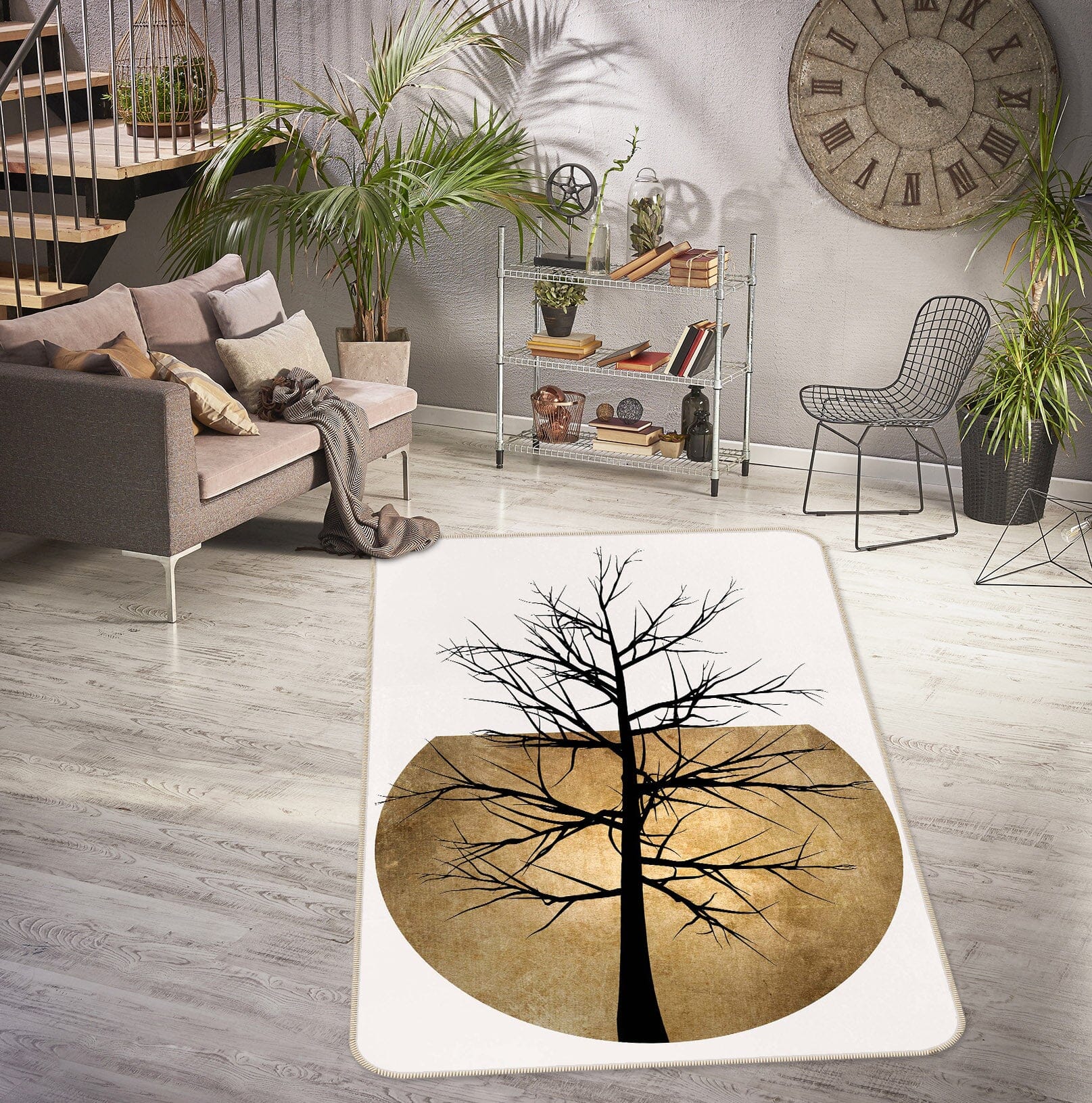 3D Moon Dead Tree 1055 Boris Draschoff Rug Non Slip Rug Mat Mat AJ Creativity Home