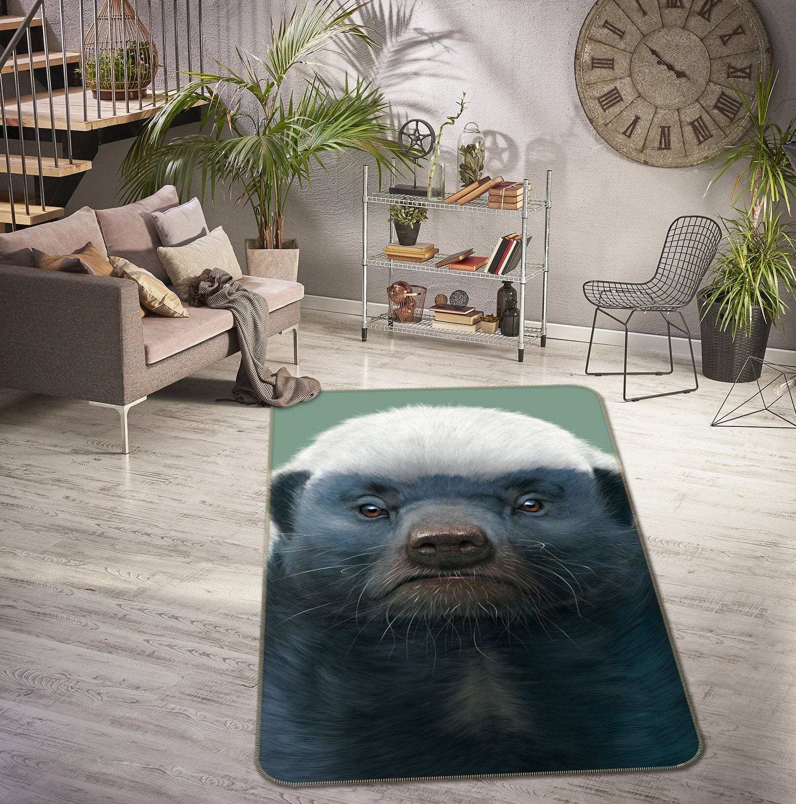 3D Honey Badger Portrait 1042 Vincent Hie Rug Non Slip Rug Mat Mat AJ Creativity Home