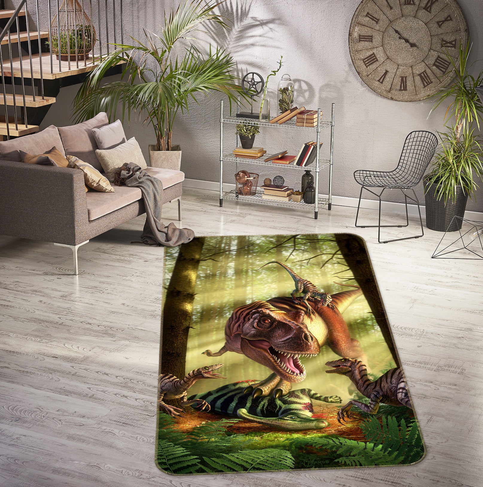 3D Forest Dinosaur 83102 Jerry LoFaro Rug Non Slip Rug Mat