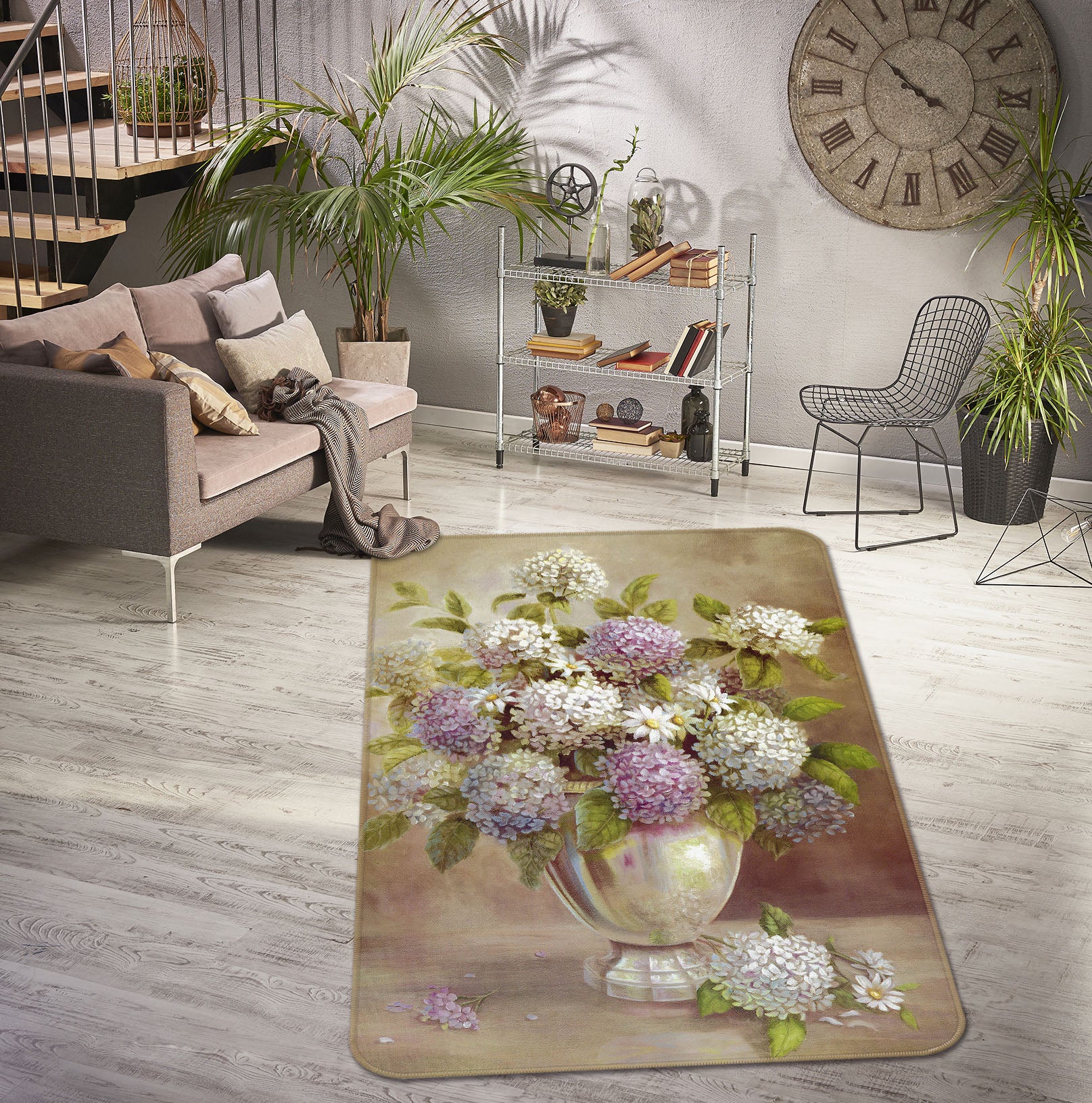 3D Flowers Vase 33183 Non Slip Rug Mat