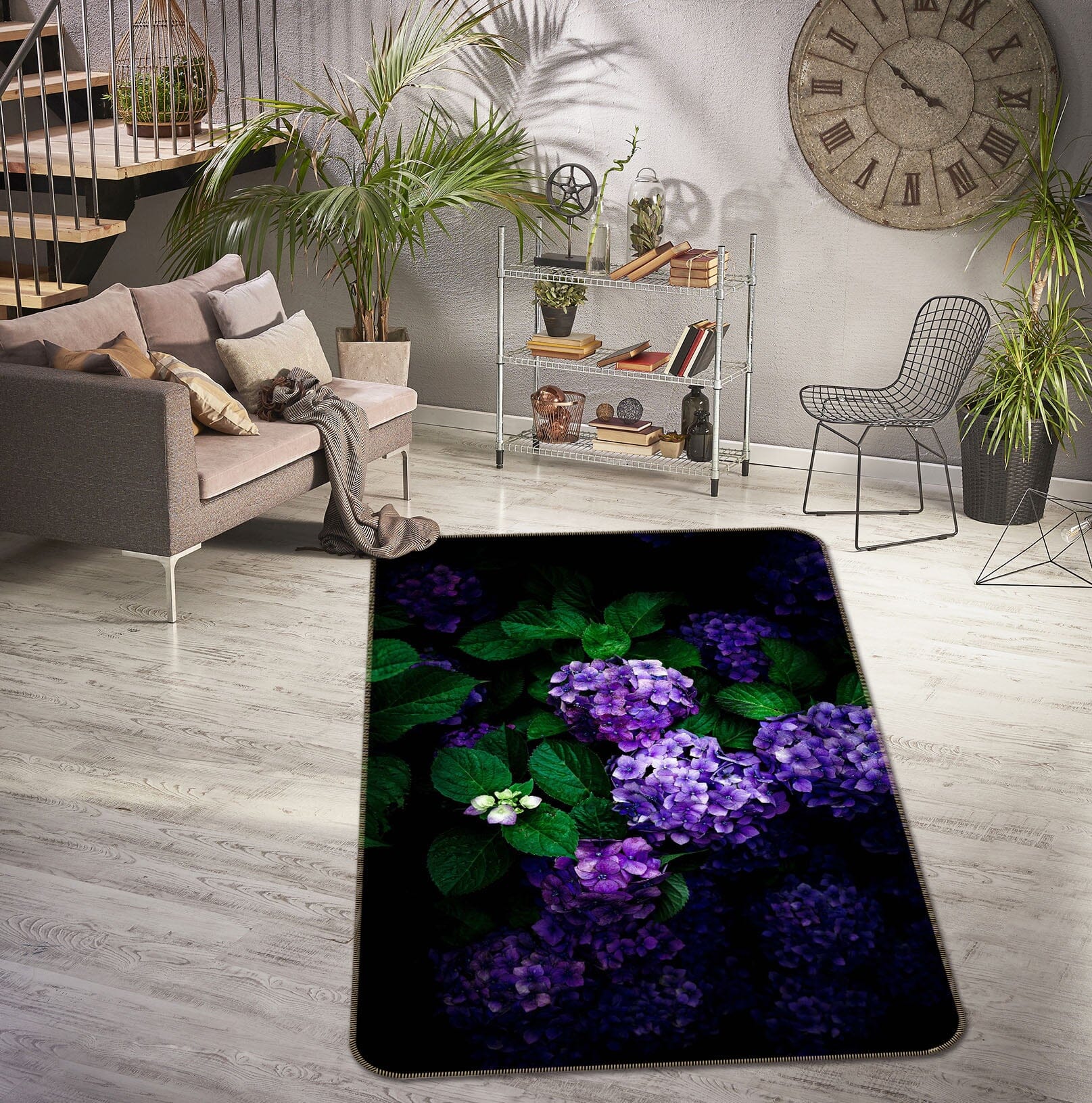 3D Purple Hydrangea 1017 Noirblanc777 Rug Non Slip Rug Mat Mat AJ Creativity Home