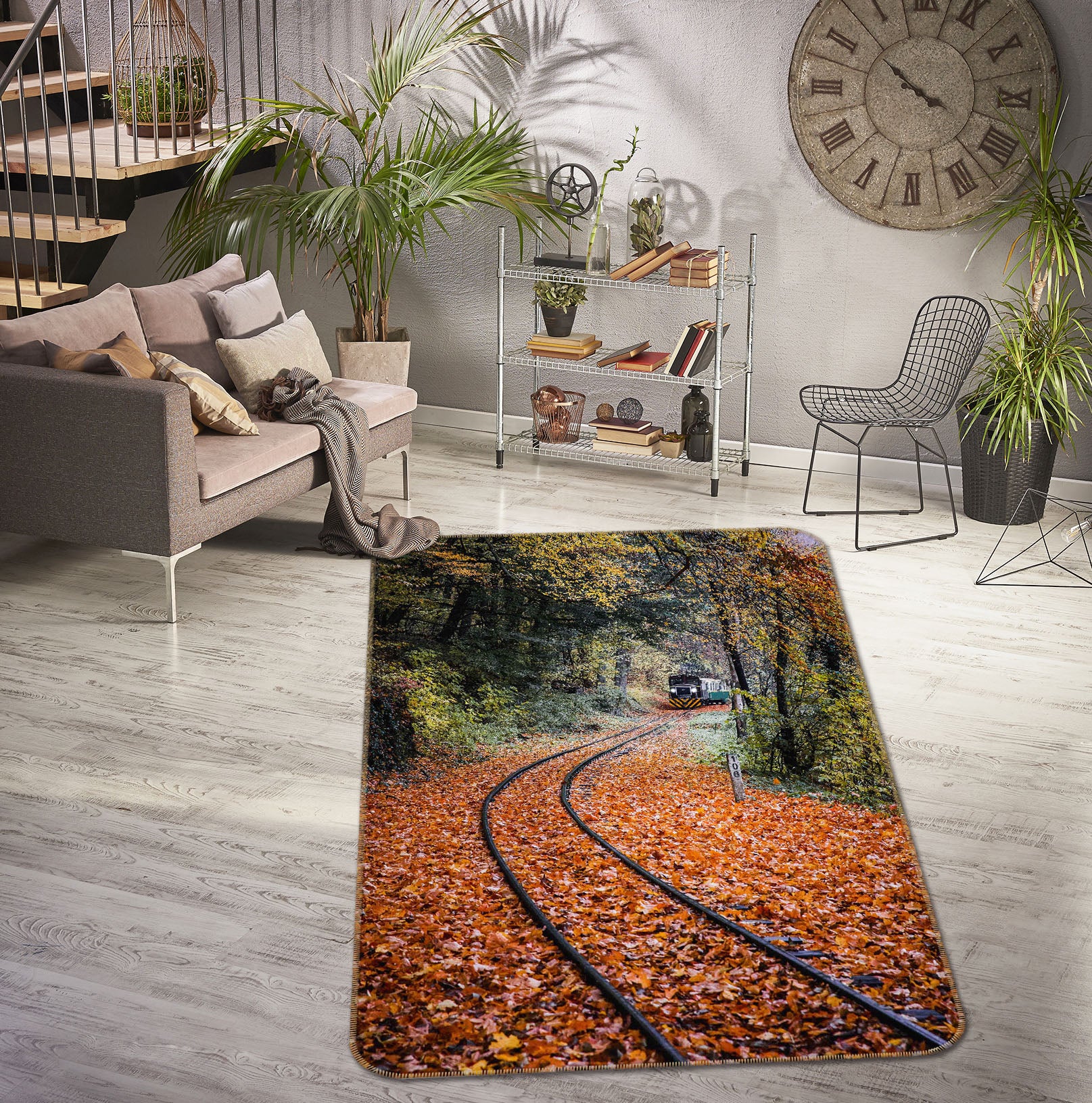 3D Fallen Leaves Track 68136 Vehicle Non Slip Rug Mat