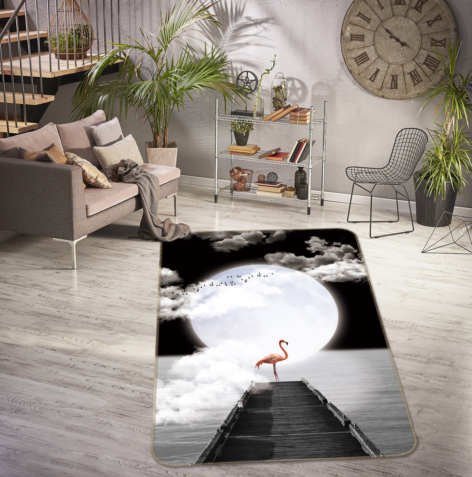 3D Moon Flamingo 69041 Animal Non Slip Rug Mat
