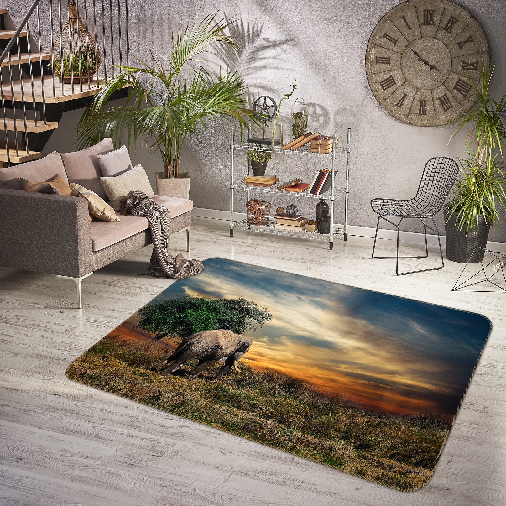 3D Elephant 36125 Non Slip Rug Mat