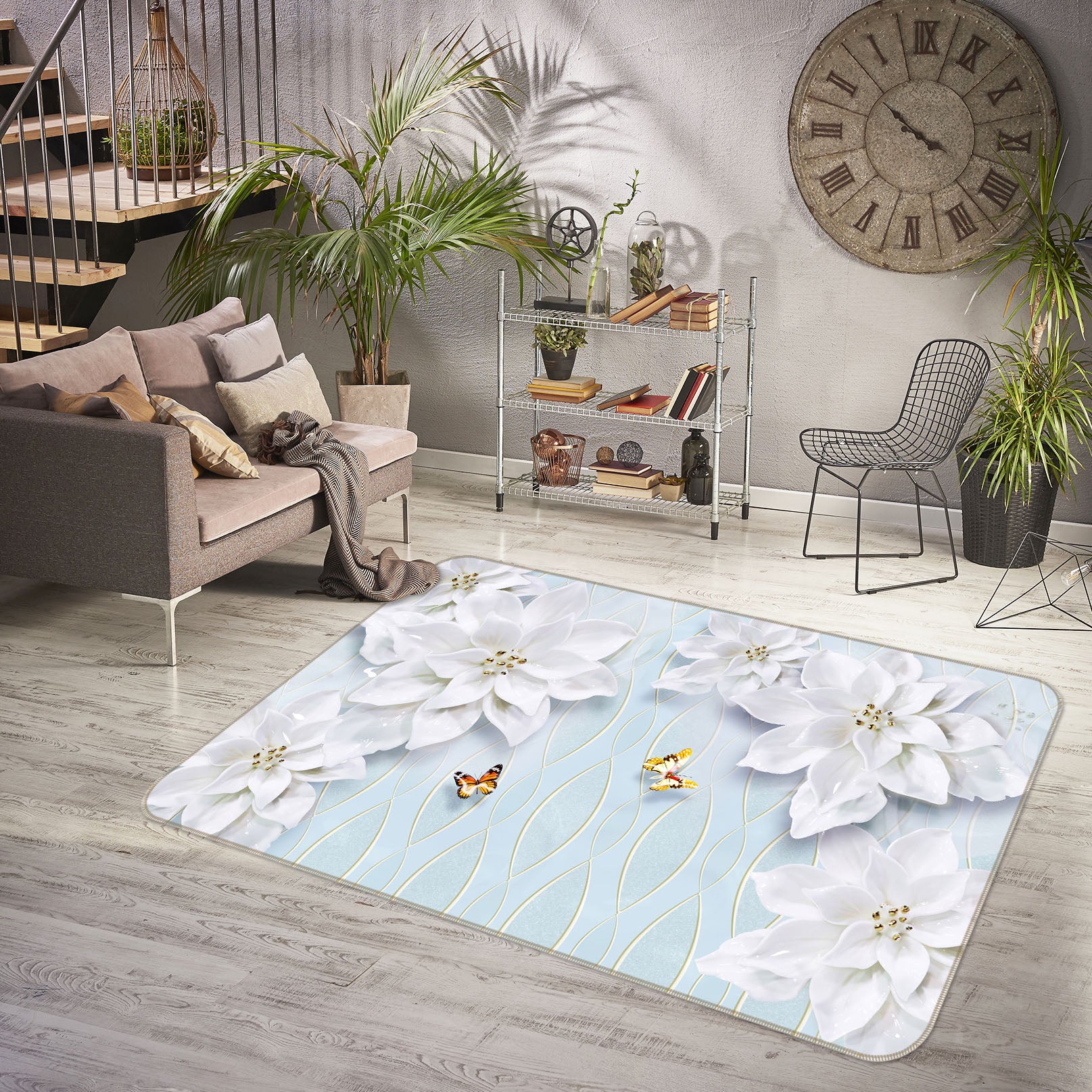 3D Flower Butterfly 34006 Non Slip Rug Mat