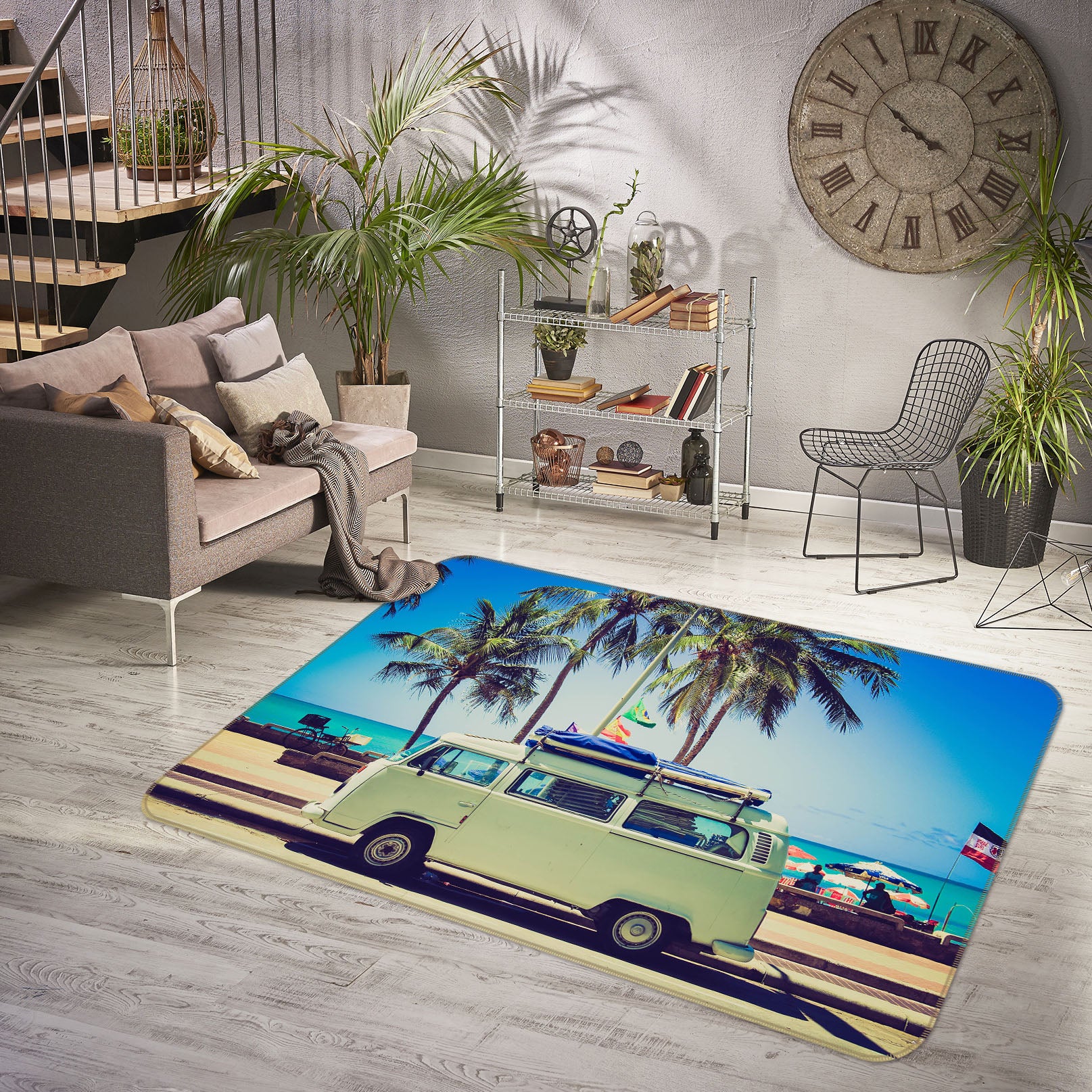 3D Coconut Tree Mint Green Car 42084 Vehicle Non Slip Rug Mat