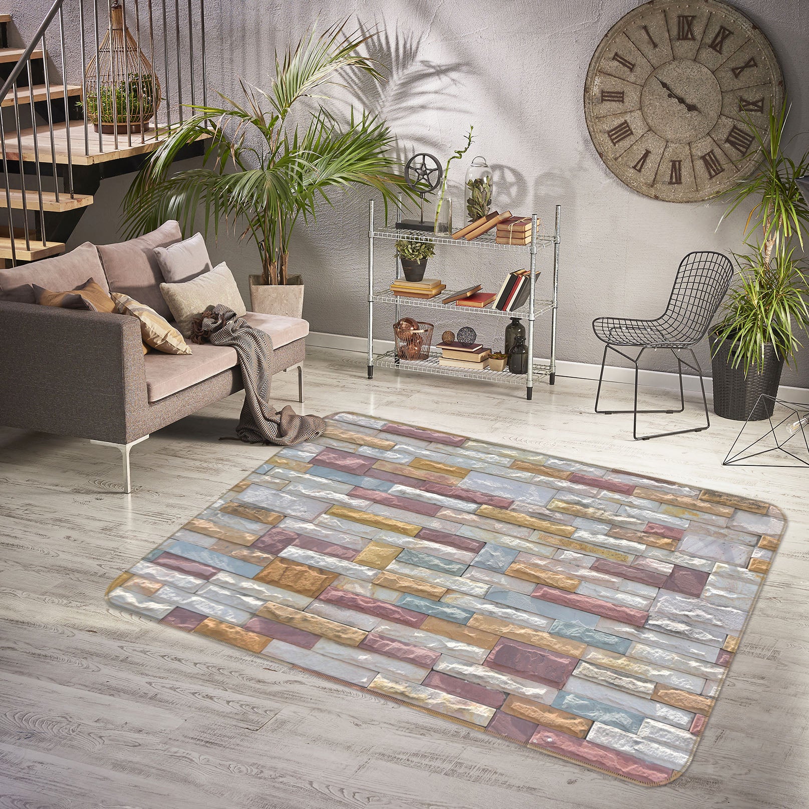3D Brick Pattern 31075 Non Slip Rug Mat