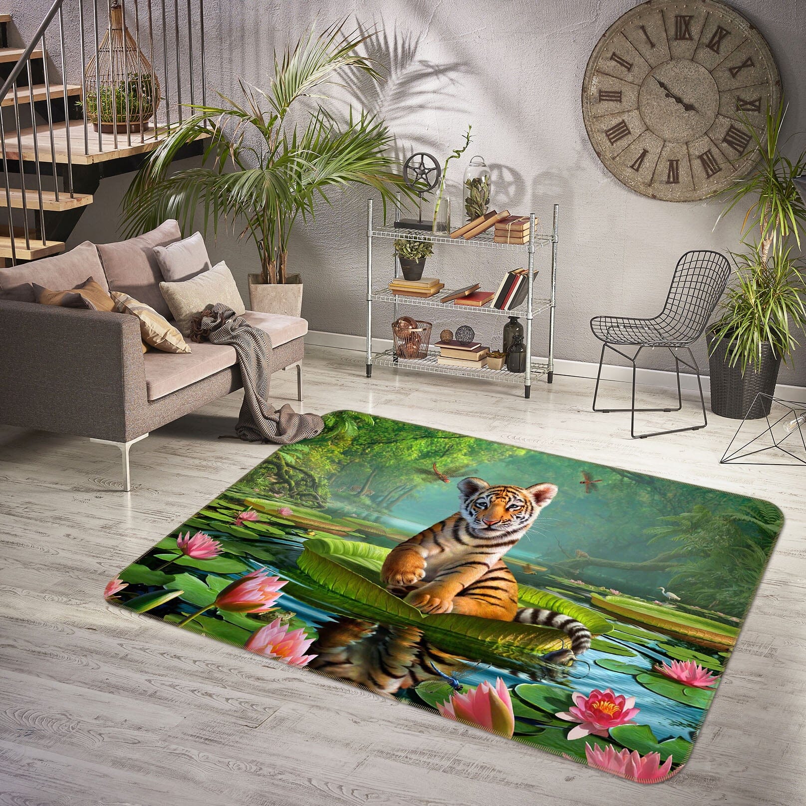 3D Tiger Lily 1002 Jerry LoFaro Rug Non Slip Rug Mat Mat AJ Creativity Home