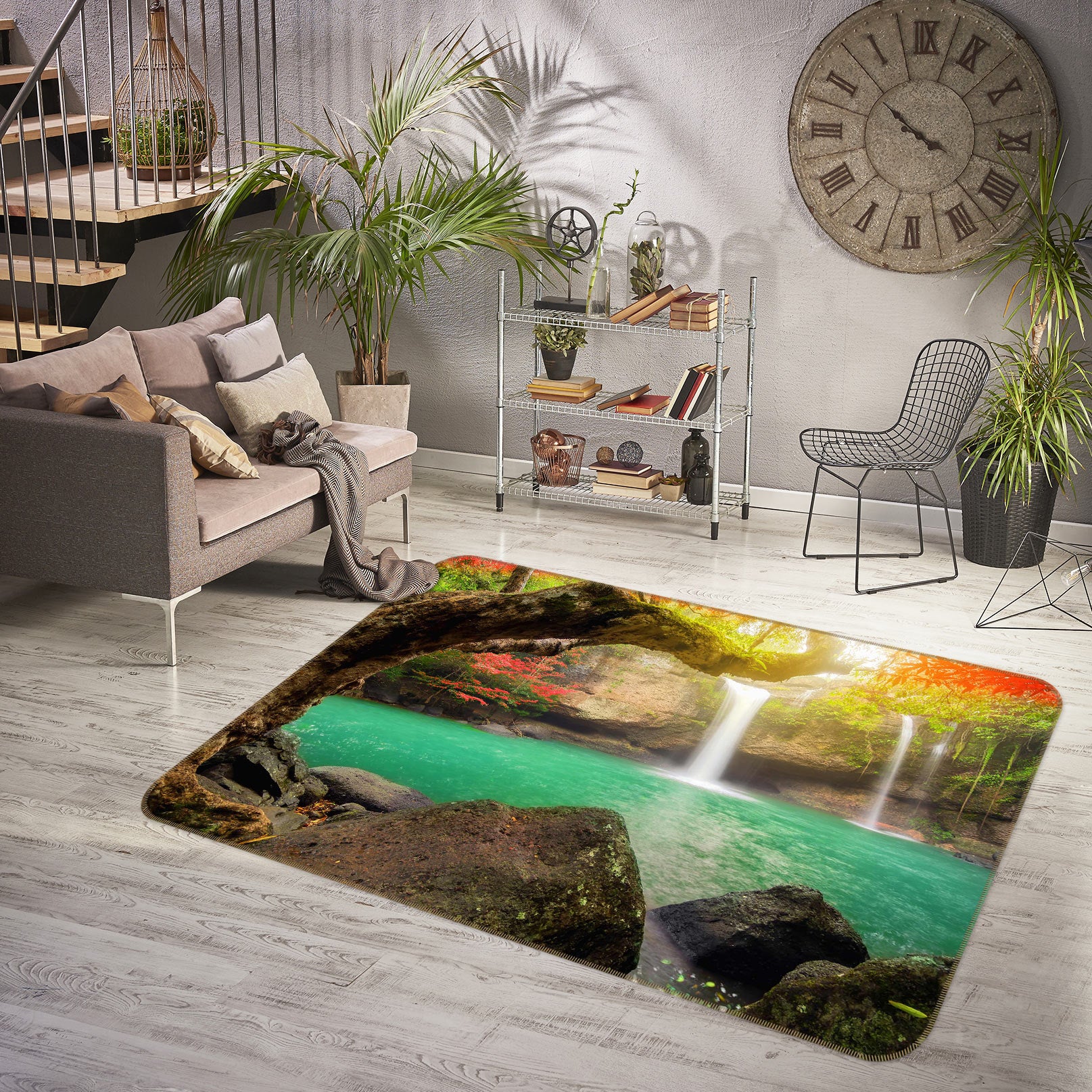 3D Jungle Water 76298 Non Slip Rug Mat