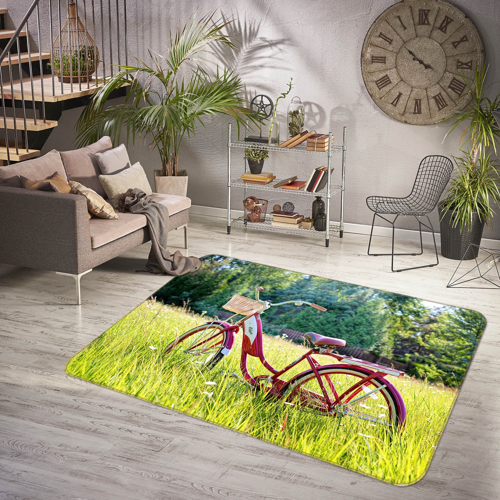 3D Red Bicycle 42001 Vehicle Non Slip Rug Mat