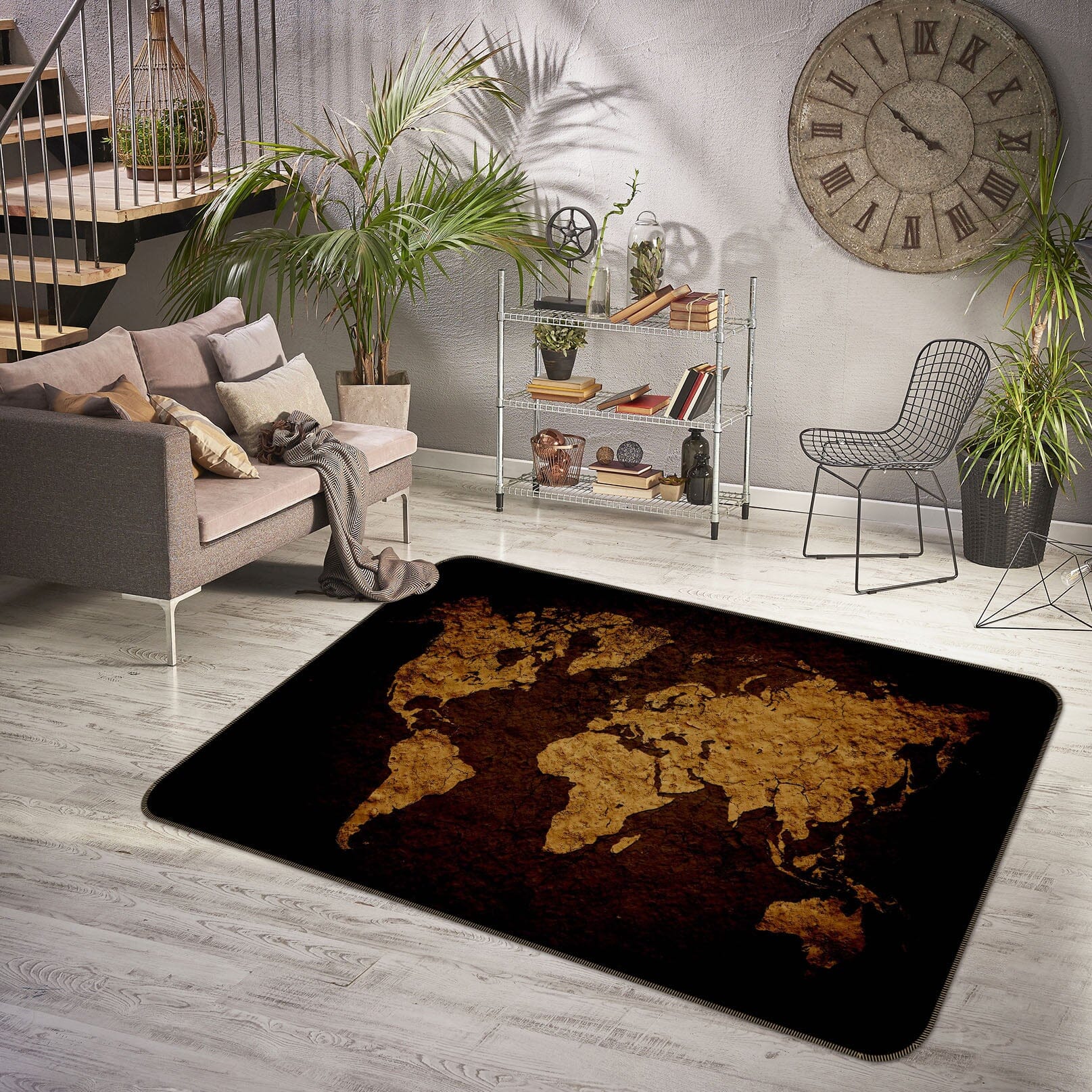 3D Golden Mountains 237 World Map Non Slip Rug Mat Mat AJ Creativity Home