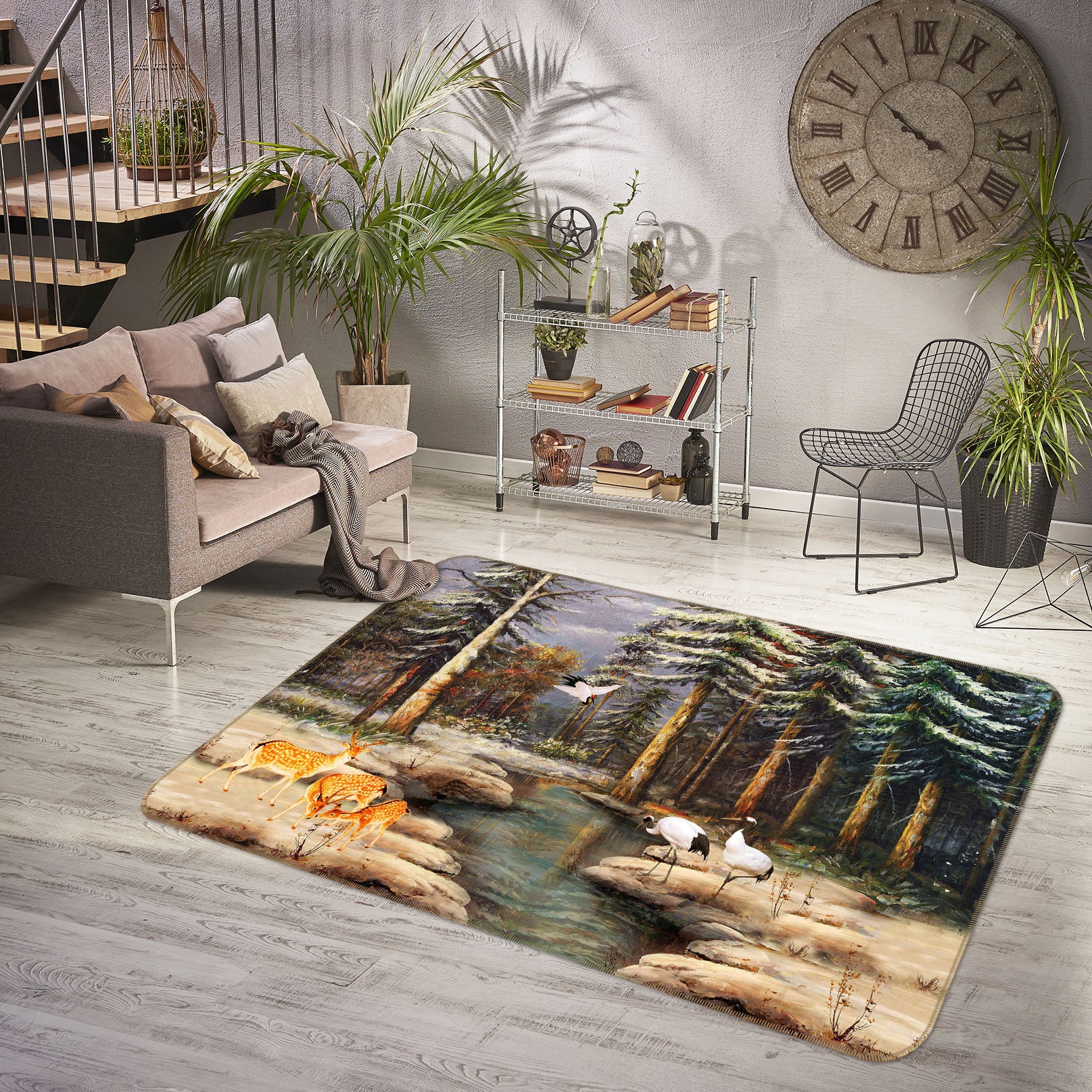 3D Forest Small River 33117 Non Slip Rug Mat