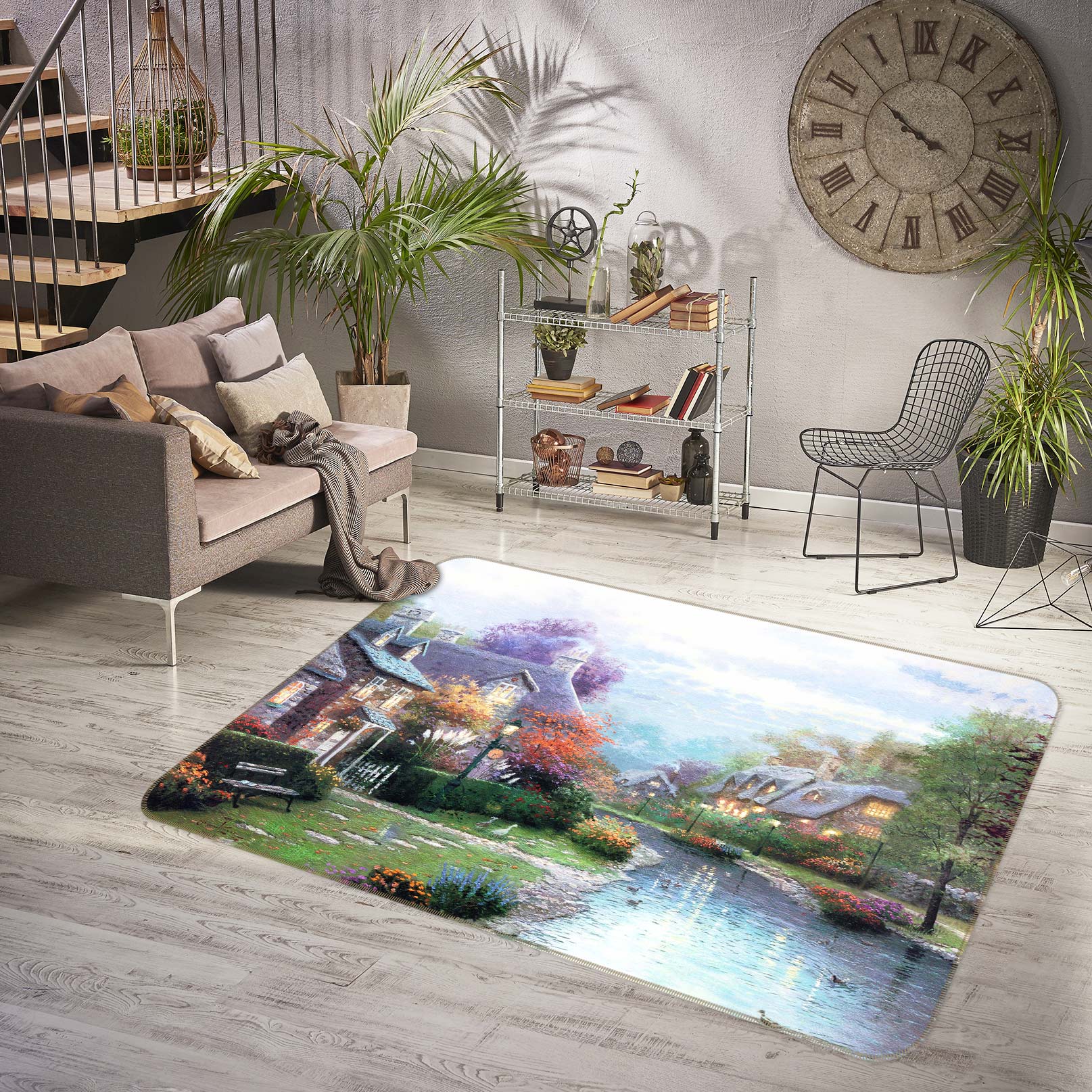 3D Small River Houses 75284 Non Slip Rug Mat