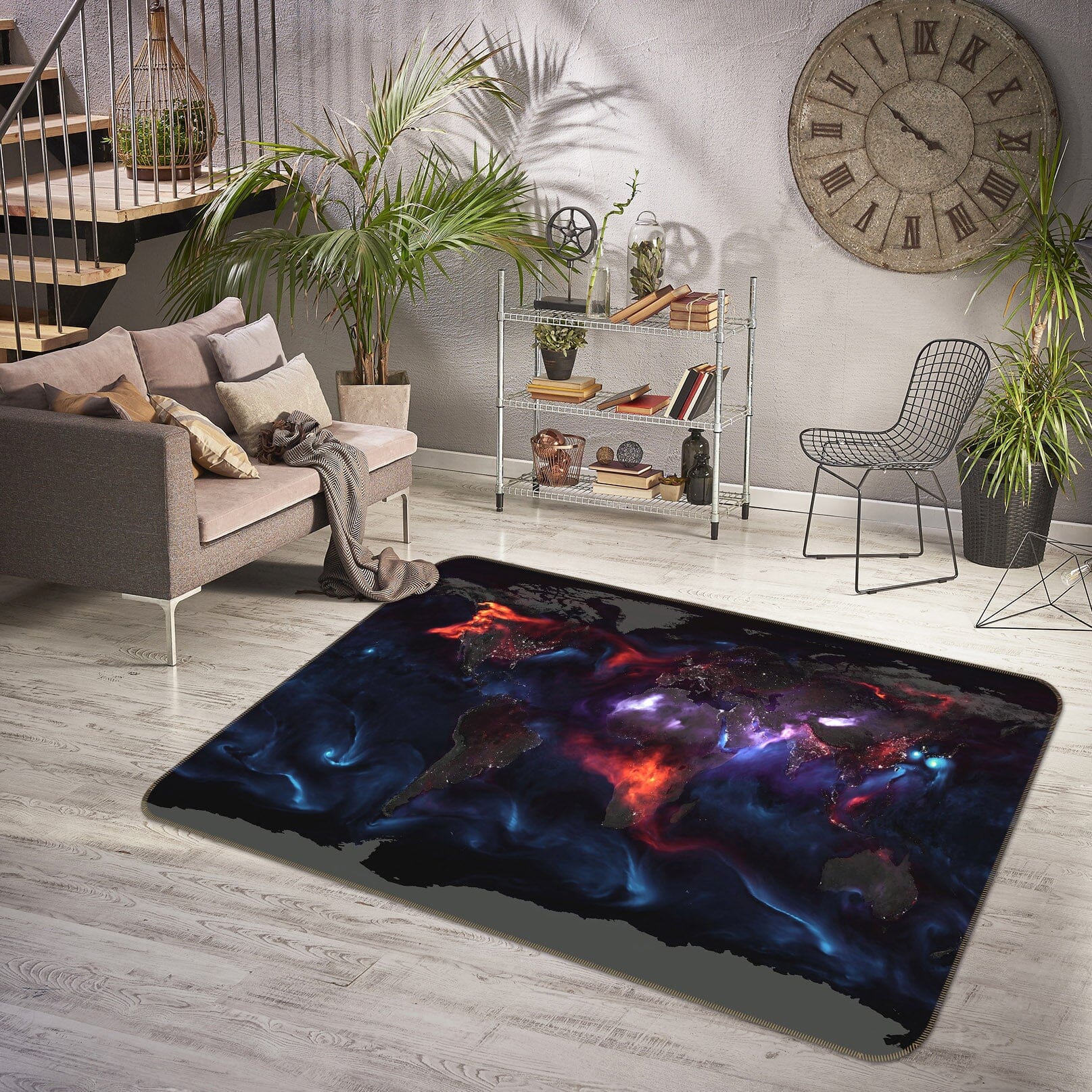 3D Color Starry Sky 2010 World Map Non Slip Rug Mat Mat AJ Creativity Home