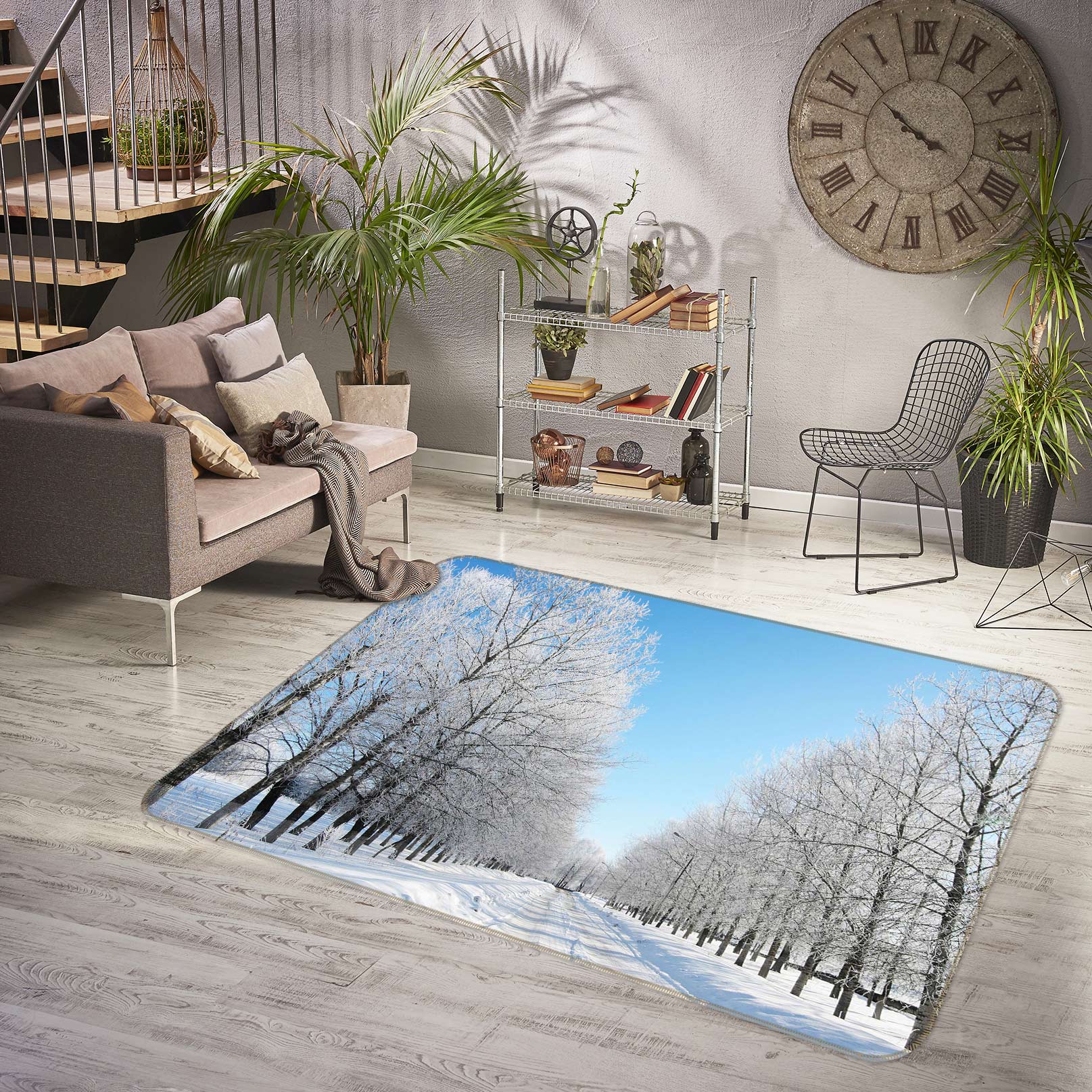 3D Snow Forest 76023 Non Slip Rug Mat