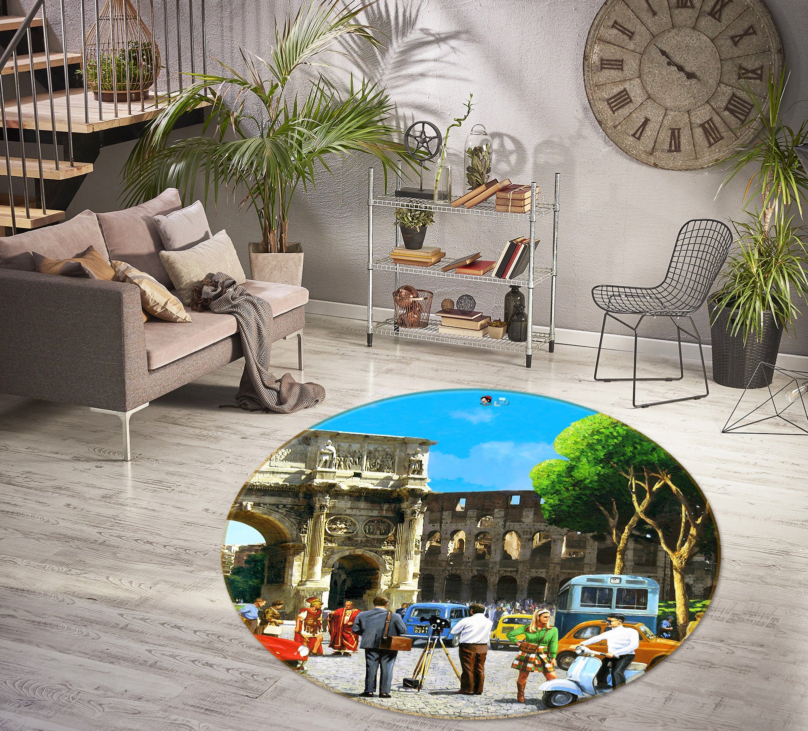 3D Attraction Gate 065 Kevin Walsh Rug Round Non Slip Rug Mat