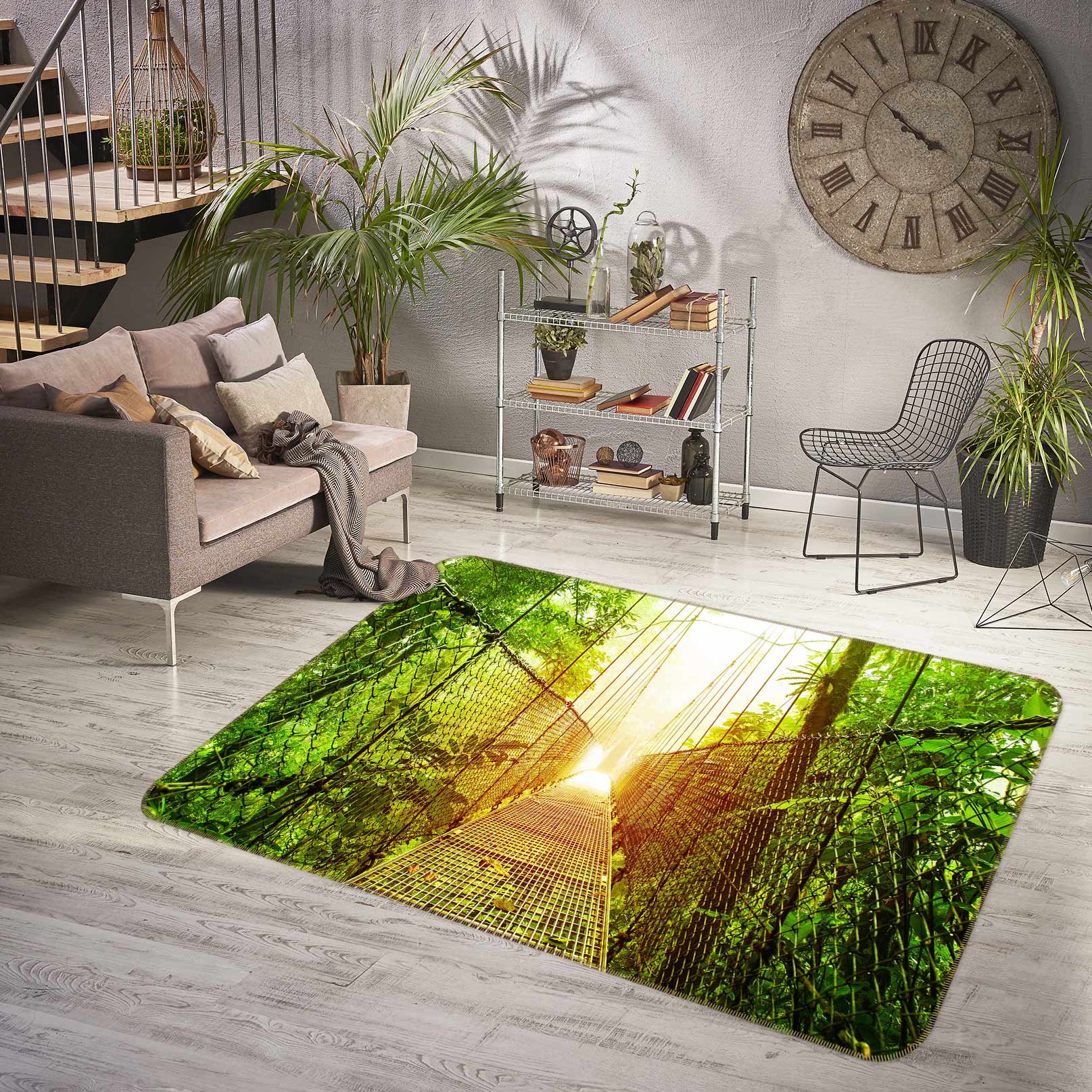 3D Jungle Bridge 77092 Non Slip Rug Mat