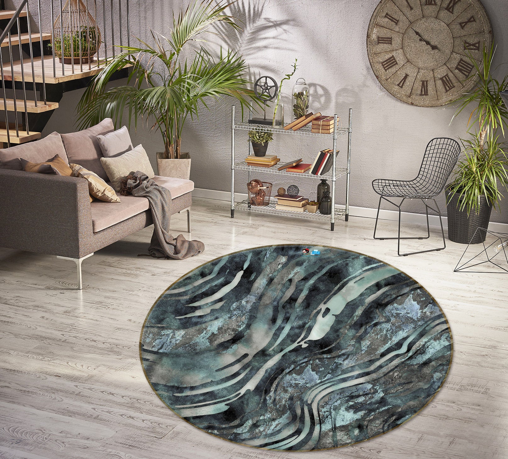 3D Dark Green Texture 83071 Andrea haase Rug Round Non Slip Rug Mat