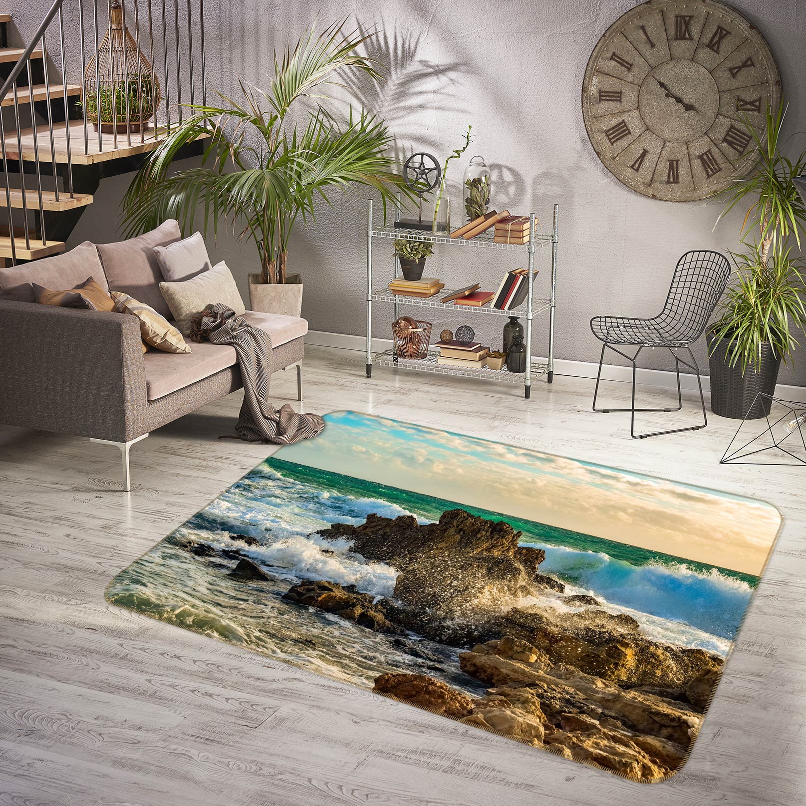 3D Waves Stones 77082 Non Slip Rug Mat