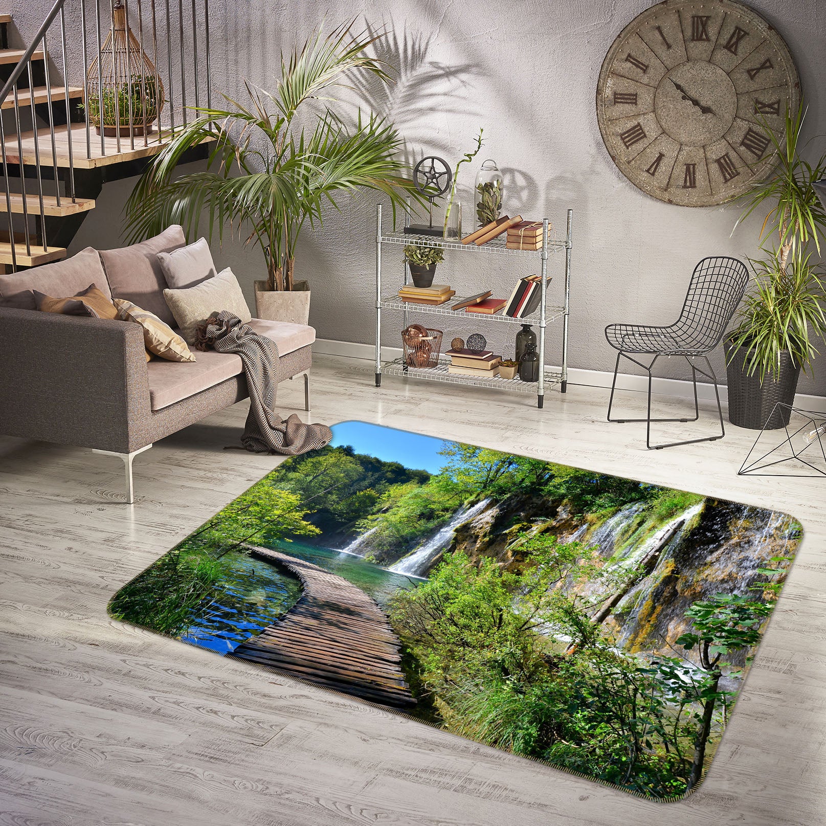 3D Bridge Gallery Mountain 34107 Non Slip Rug Mat