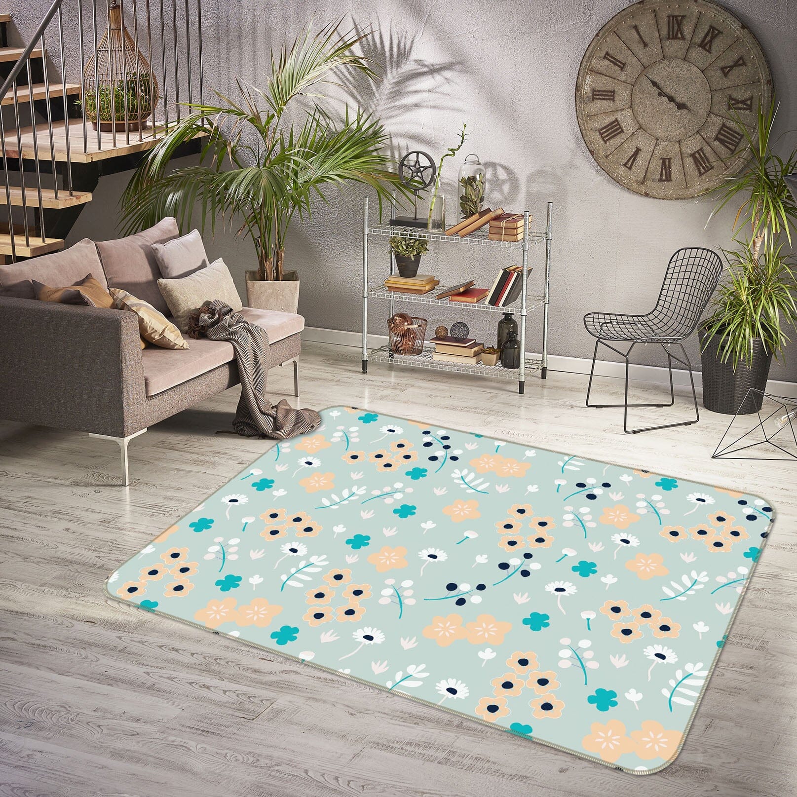 3D Colored Flowers 1106 Jillian Helvey Rug Non Slip Rug Mat Mat AJ Creativity Home