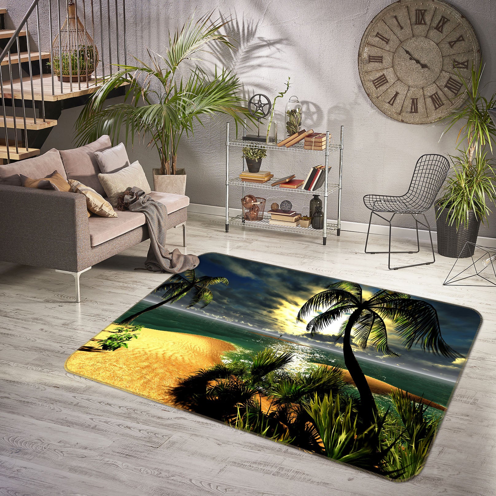 3D Coconut Beach 36044 Non Slip Rug Mat