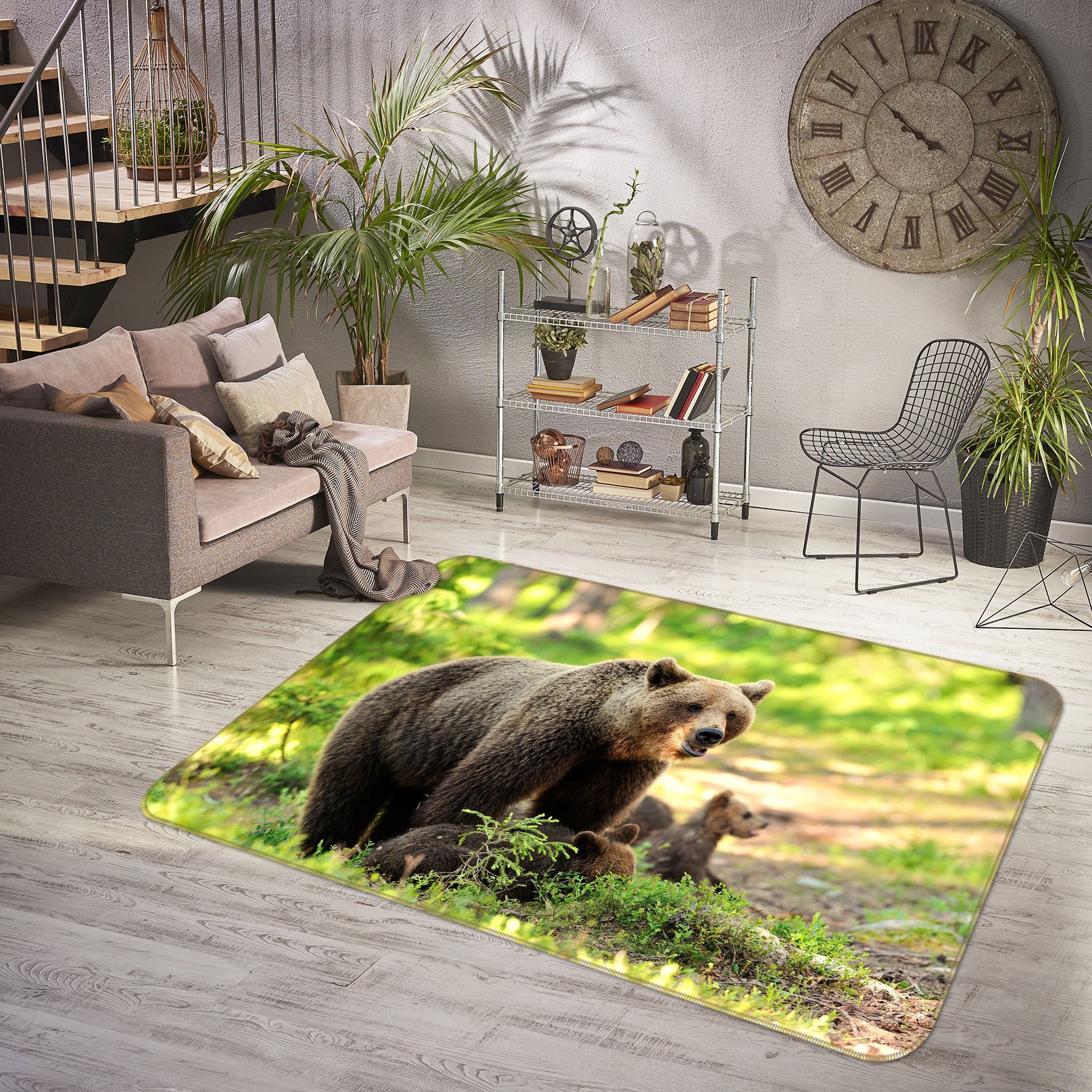3D Black Bear 124 Animal Non Slip Rug Mat