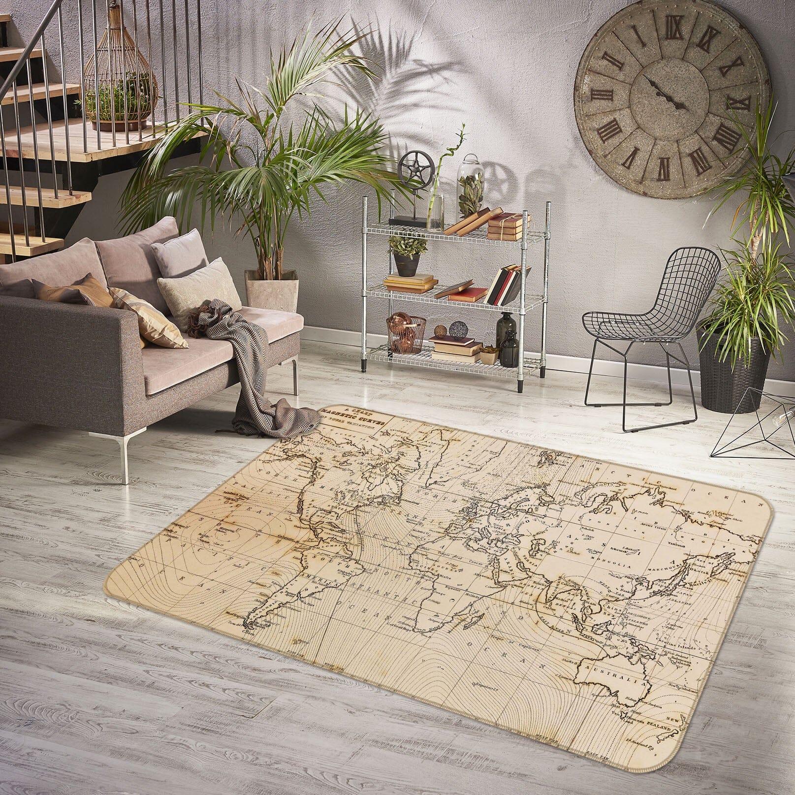 3D Dense Line 222 World Map Non Slip Rug Mat Mat AJ Creativity Home
